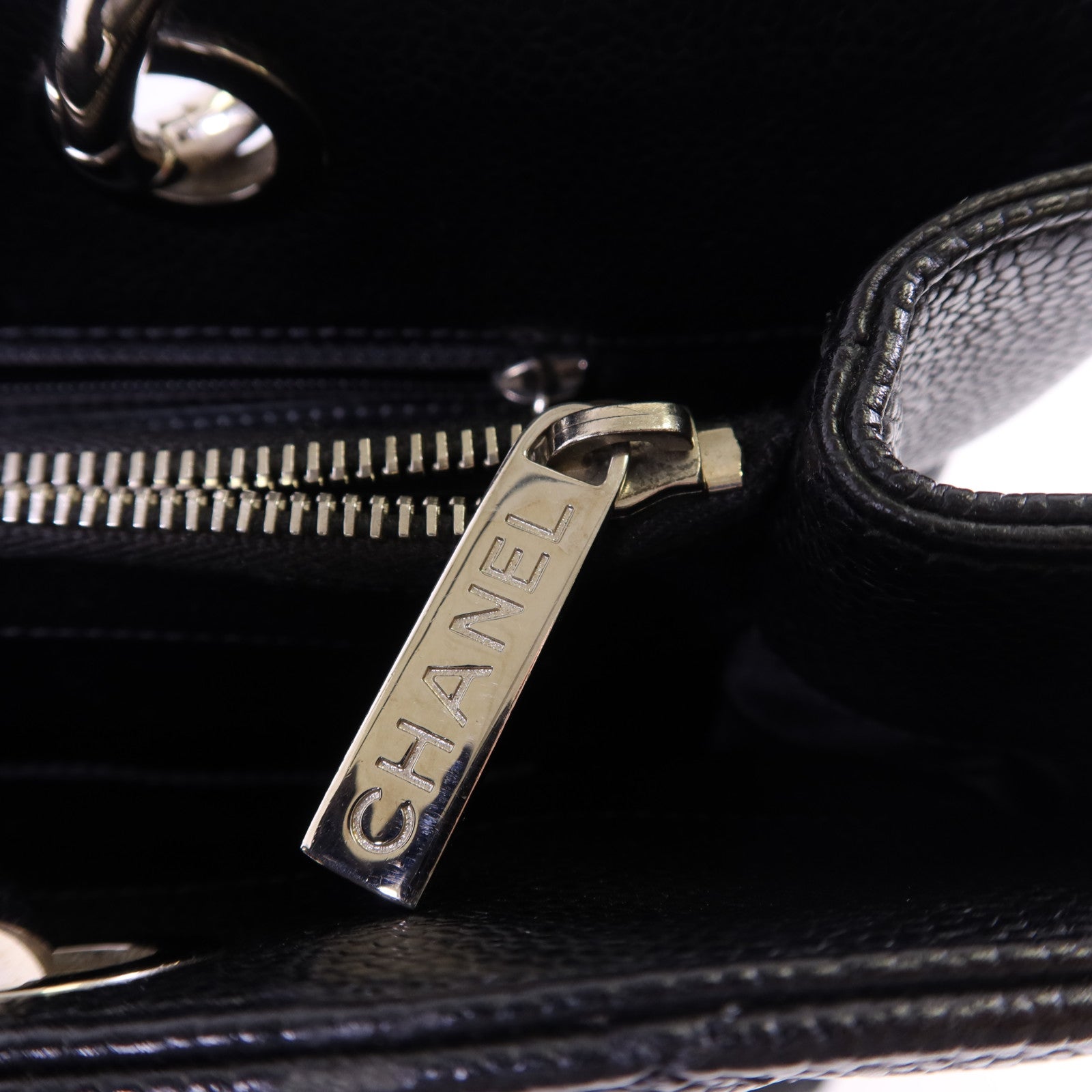 CHANEL 牛皮皮革GST Grand Shopping Tote Bag銀扣鏈帶肩背袋