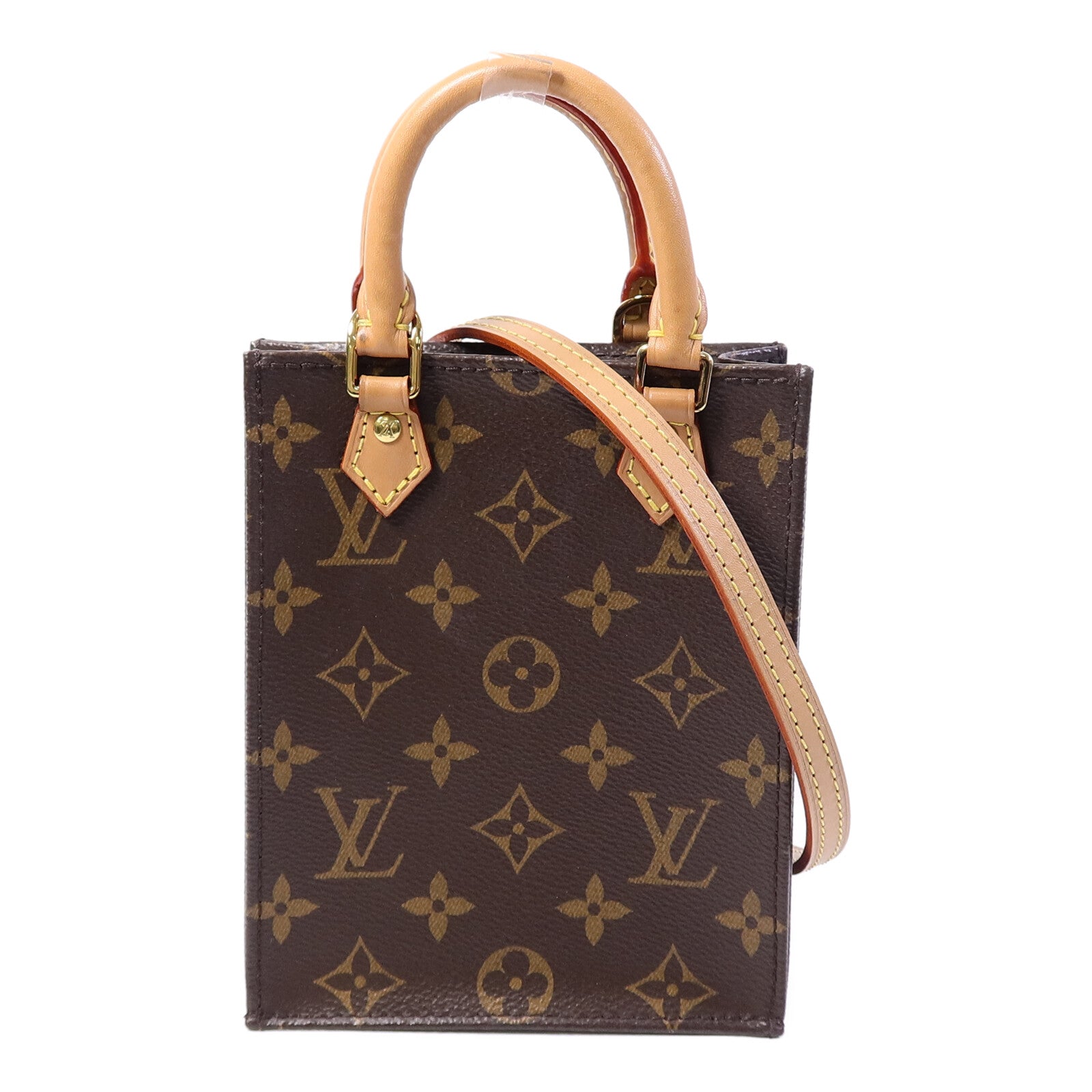 LOUIS VUITTON Monogram Petit Sac Plat手挽肩背兩用袋