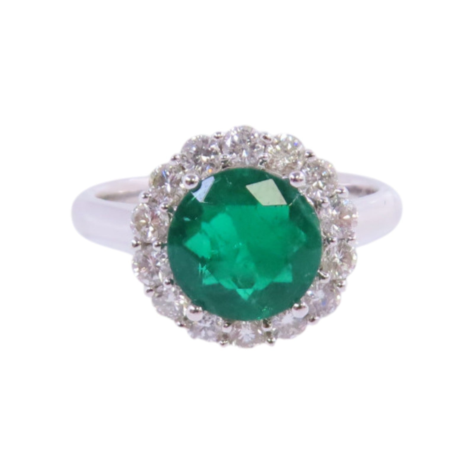 JEWELRY 【激減優惠】PT900鉑金/綠寶石/鑽石Emerald Diamond Ring戒指US#6