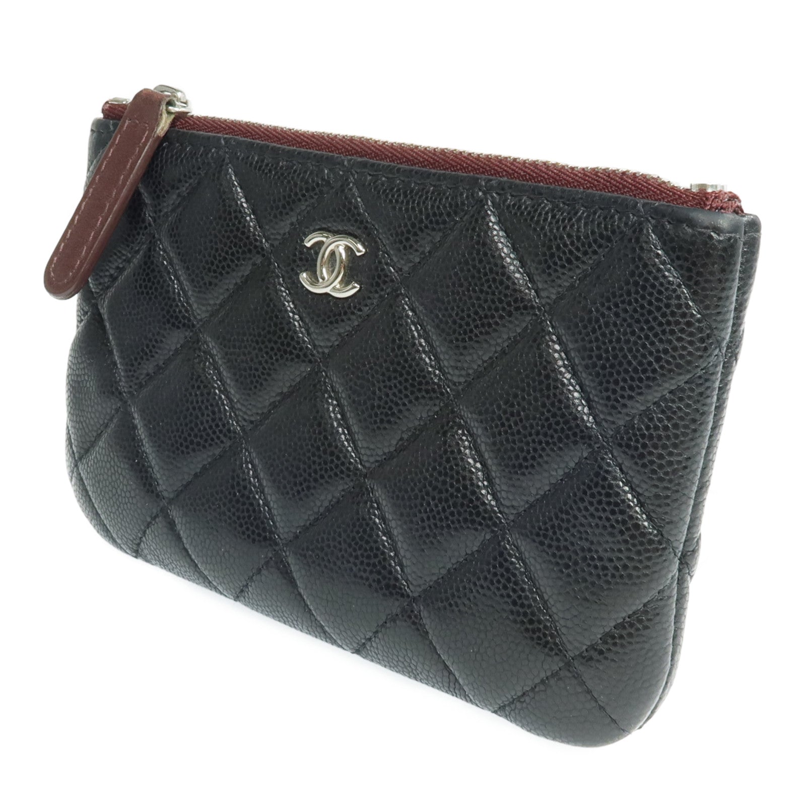 CHANEL 牛皮皮革Pouch銀扣錢包