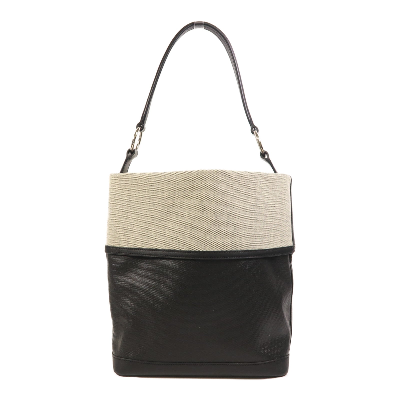 HERMES Toile帆布Col Roule 25銀扣肩背袋