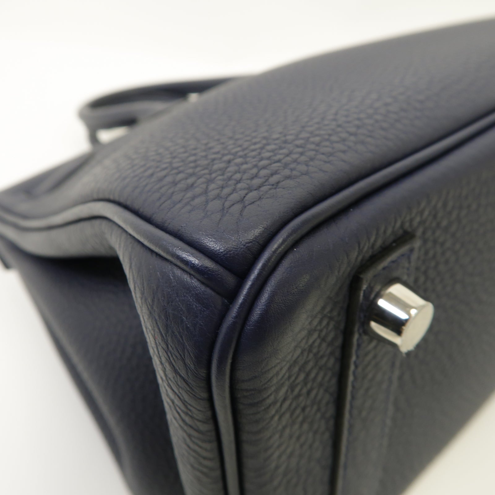 HERMES Togo皮革Birkin 25銀扣手挽袋Bleu Nuit午夜藍色