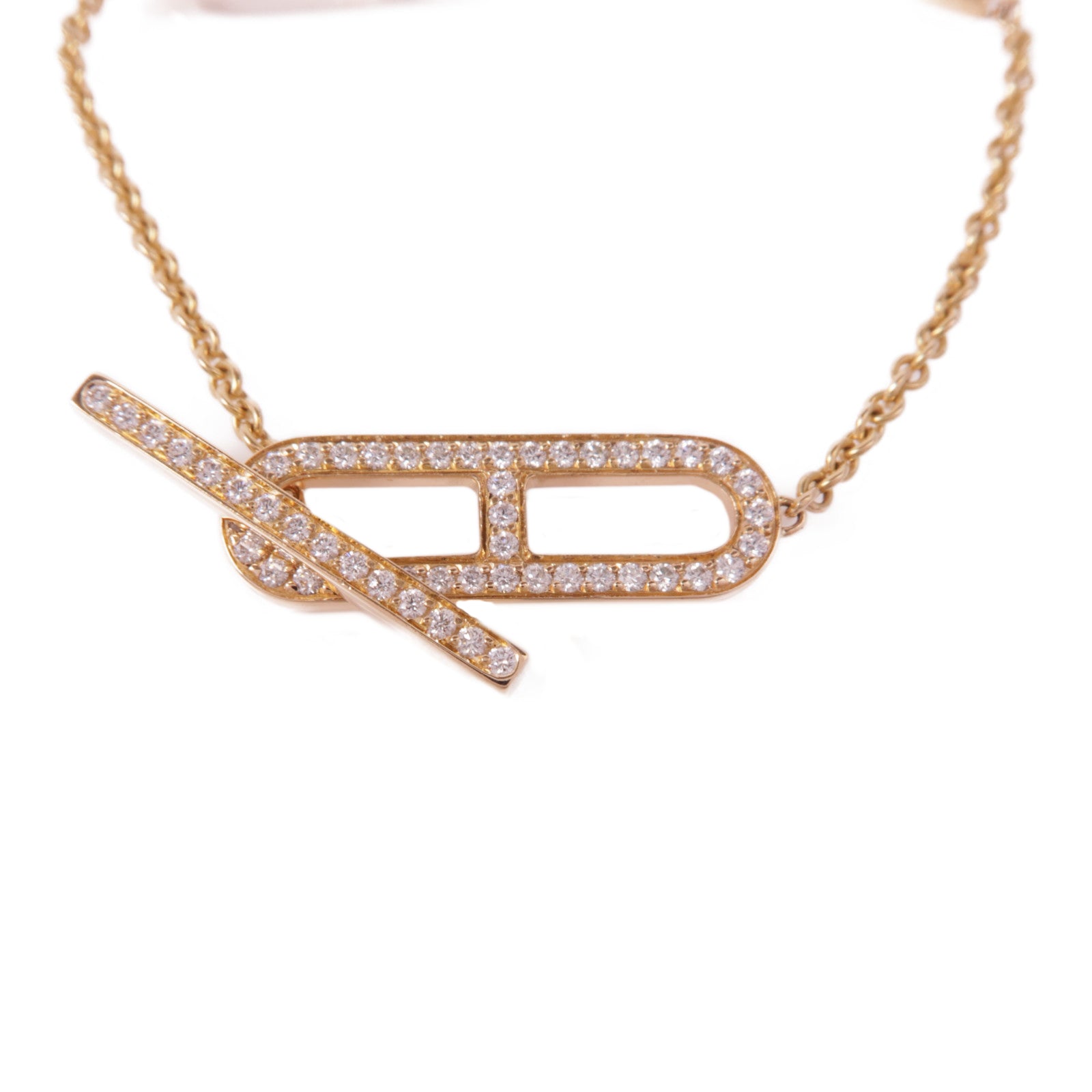 HERMES 18K玫瑰金Ever Chaine d'ancre Bracelet鑽石手鏈