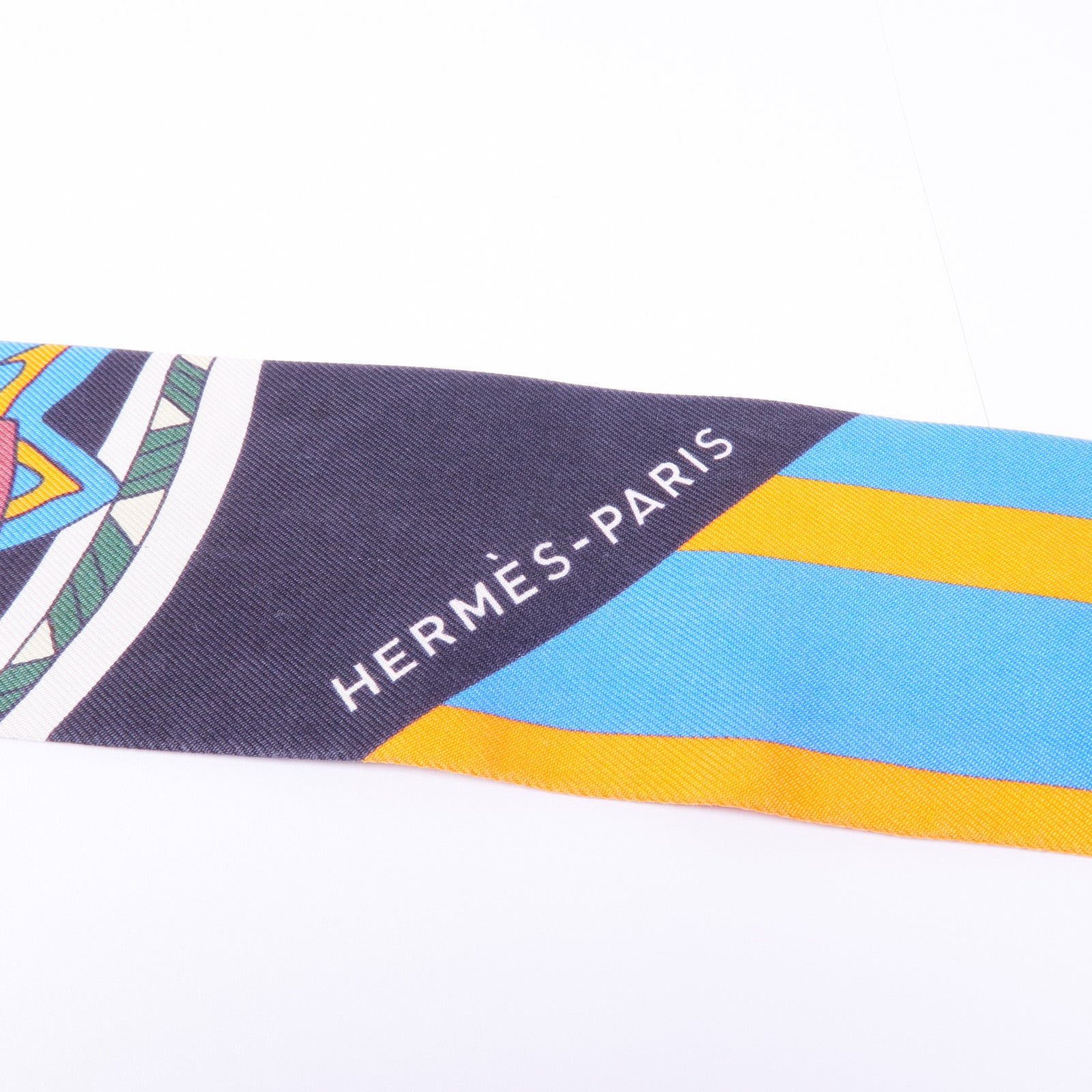 HERMES Twilly Scarf Scarves Silk Orange Multicolor