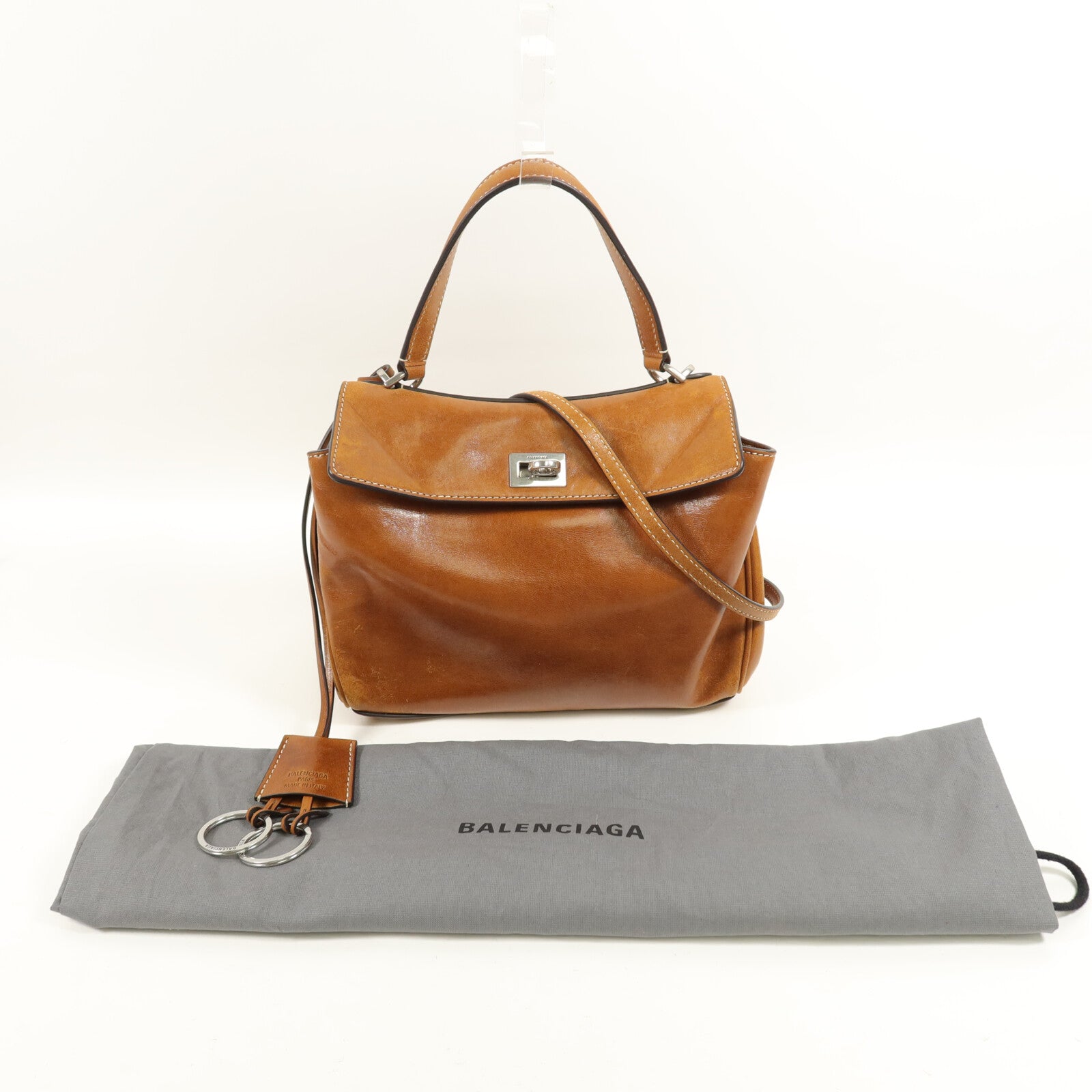 BALENCIAGA 牛皮皮革Mini Rodeo手挽肩背兩用袋