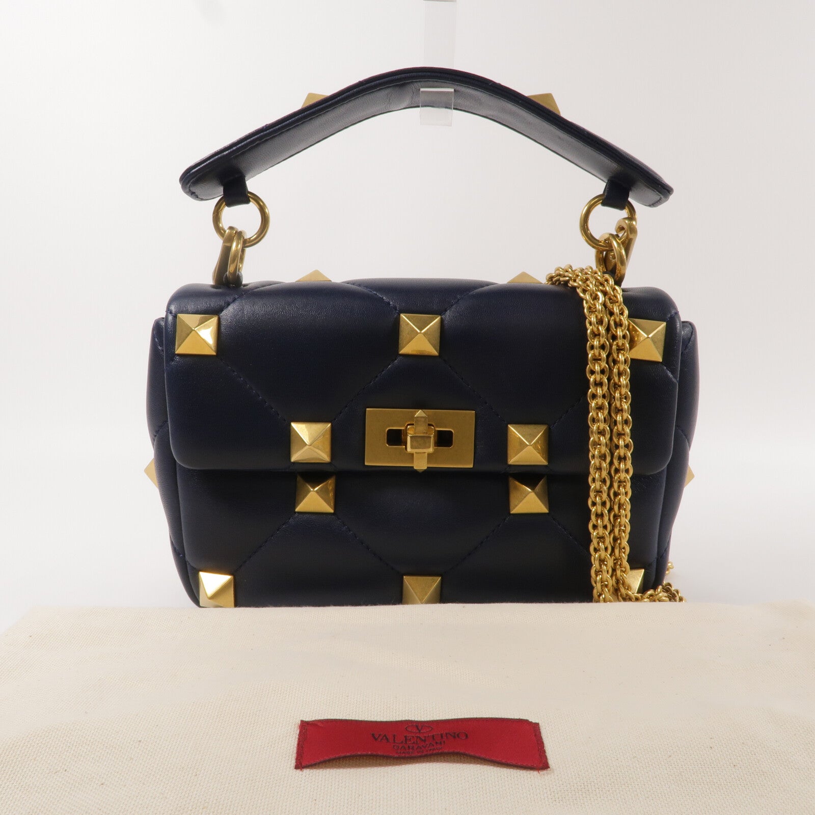 Valentino 羊皮皮革Syud Flap鏈帶手挽肩背兩用袋