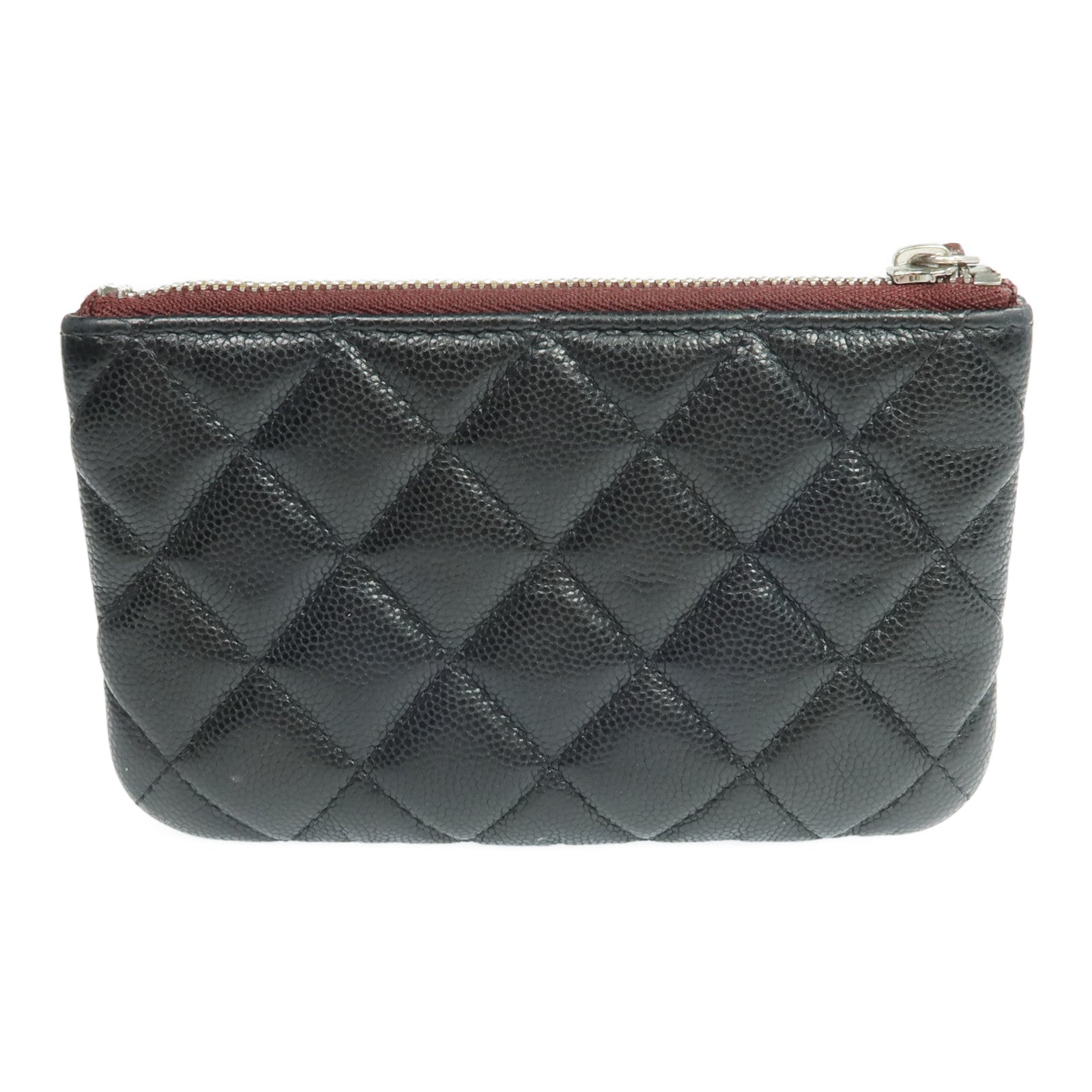 CHANEL 牛皮皮革Pouch銀扣錢包