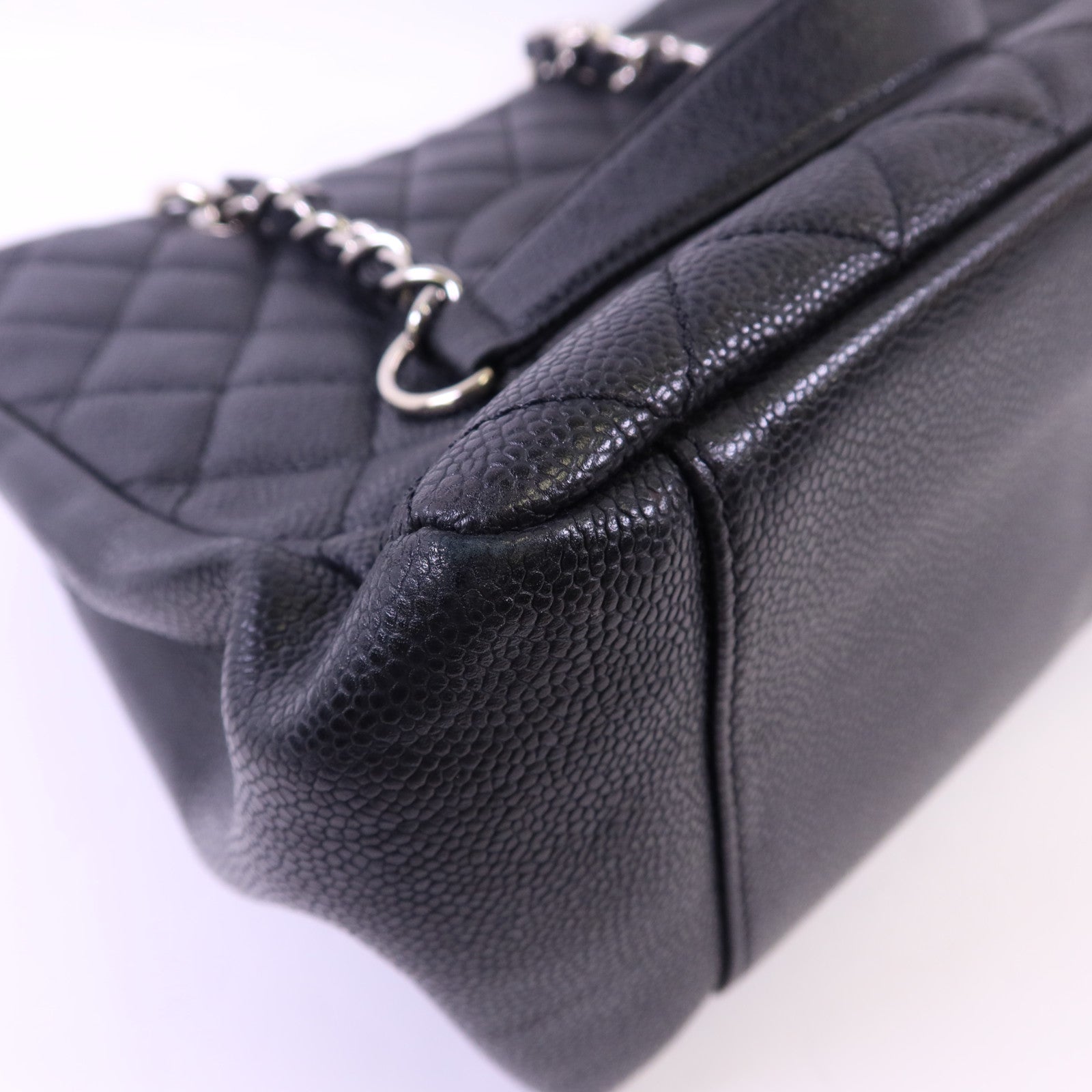 CHANEL 牛皮皮革GST Grand Shopping Tote Bag銀扣鏈帶肩背袋