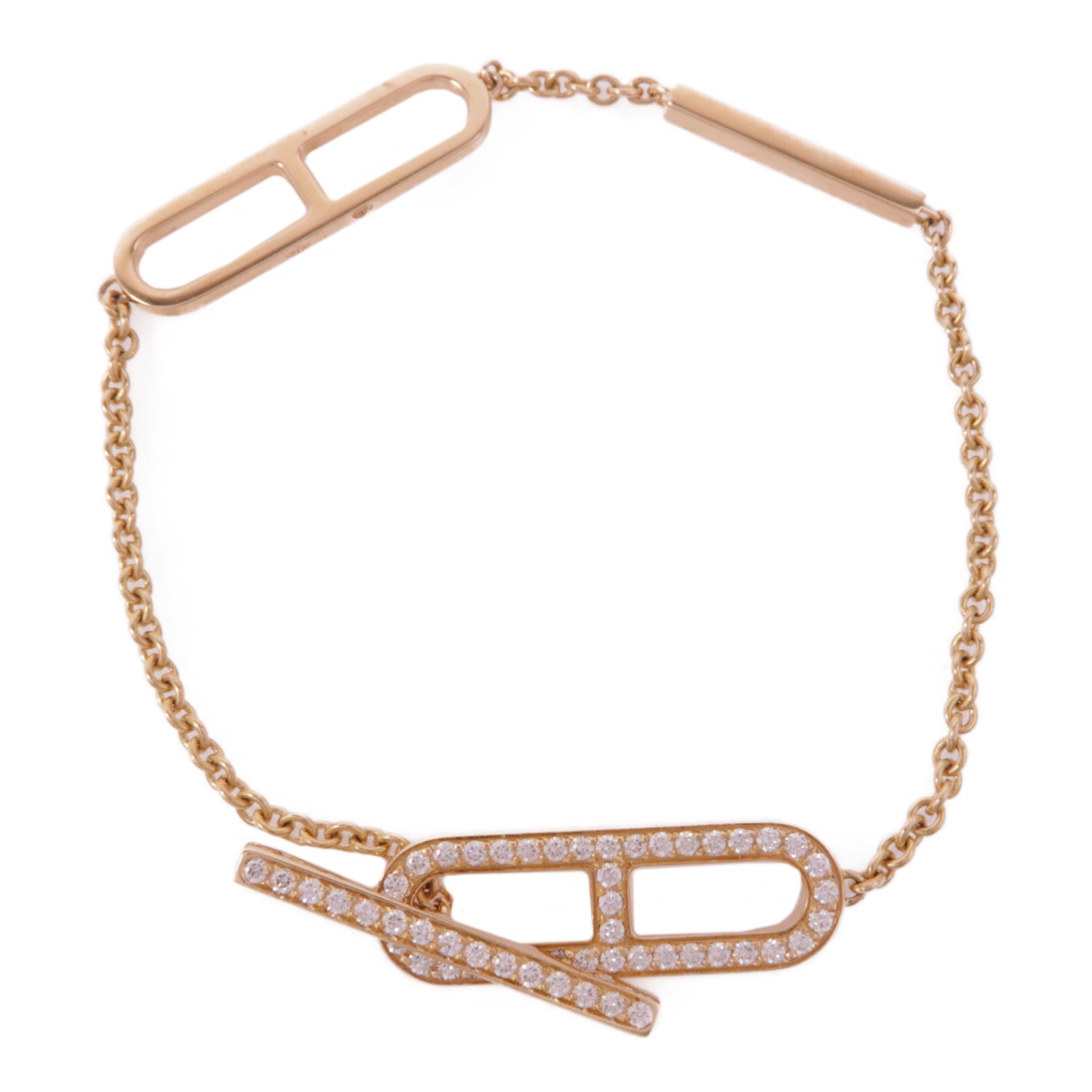 HERMES 18K玫瑰金Ever Chaine d'ancre Bracelet鑽石手鏈