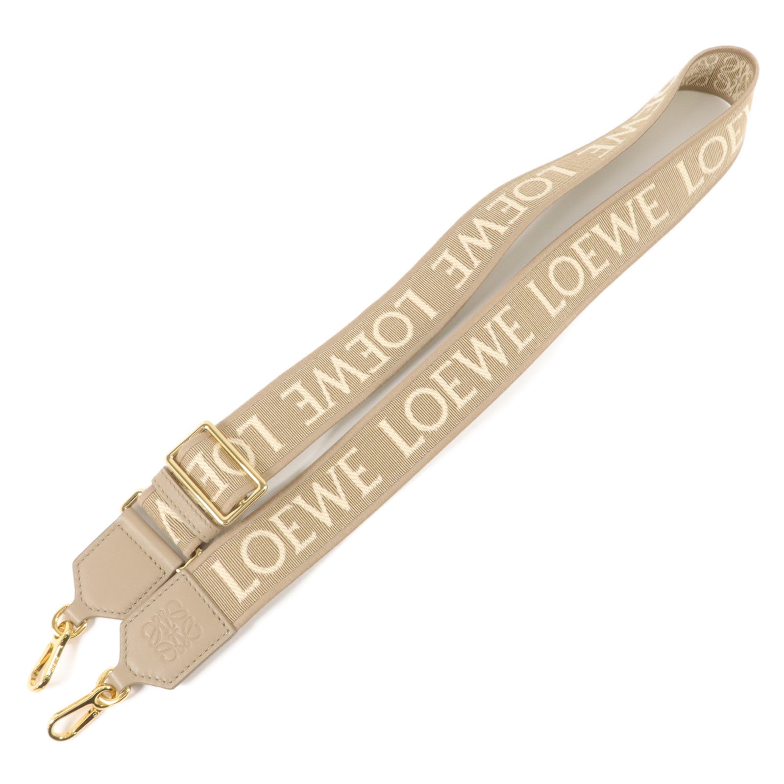 LOEWE 牛皮皮革/帆布Anagram Shoulder Strap肩帶