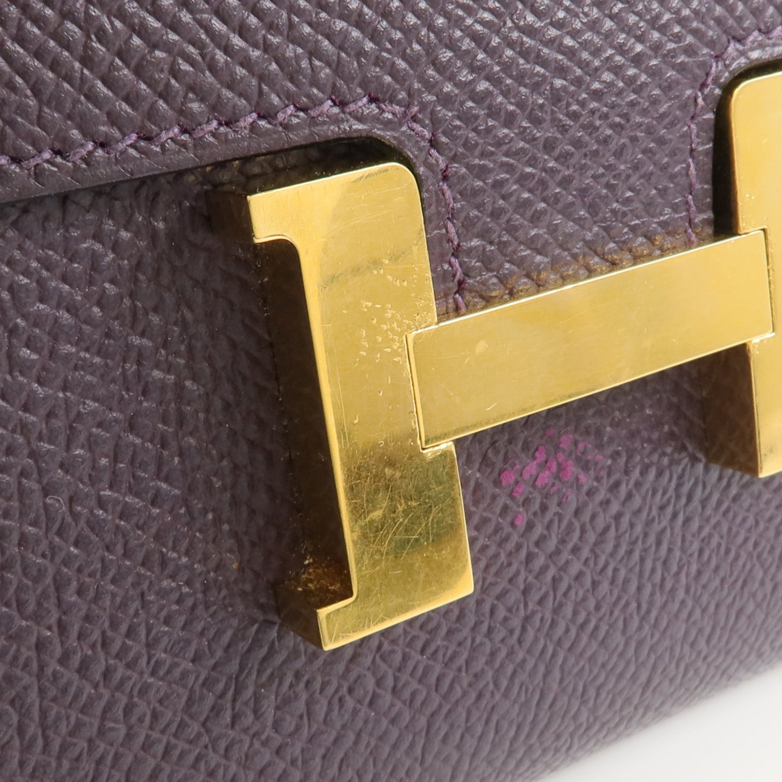 HERMES Epsom皮革Constance Wallet錢包Raisin