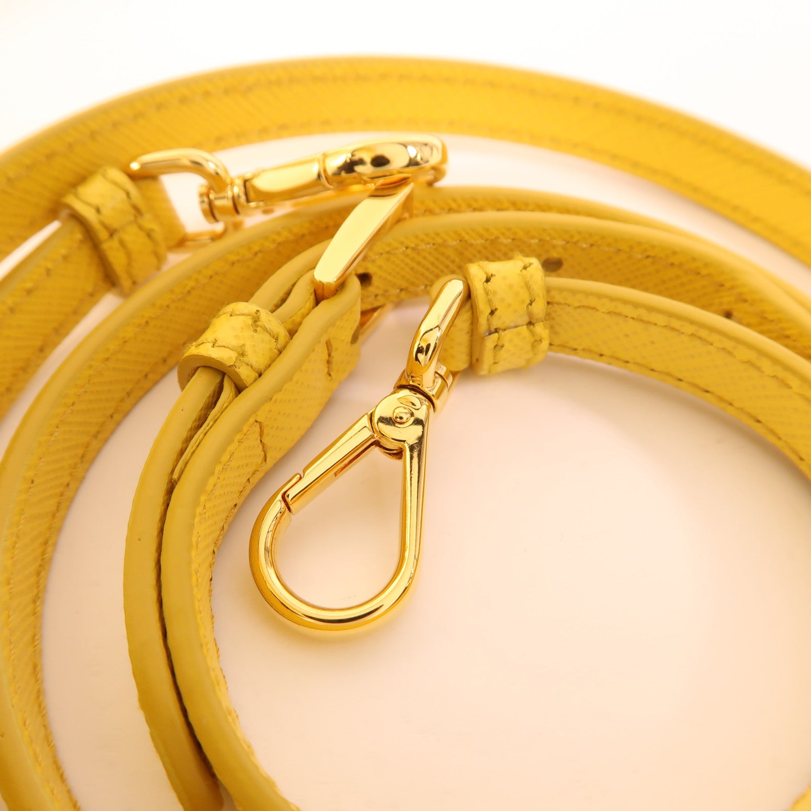 PRADA GHW Galleria Nano 2 Way Shoulder Bag Saffiano Leather Yellow