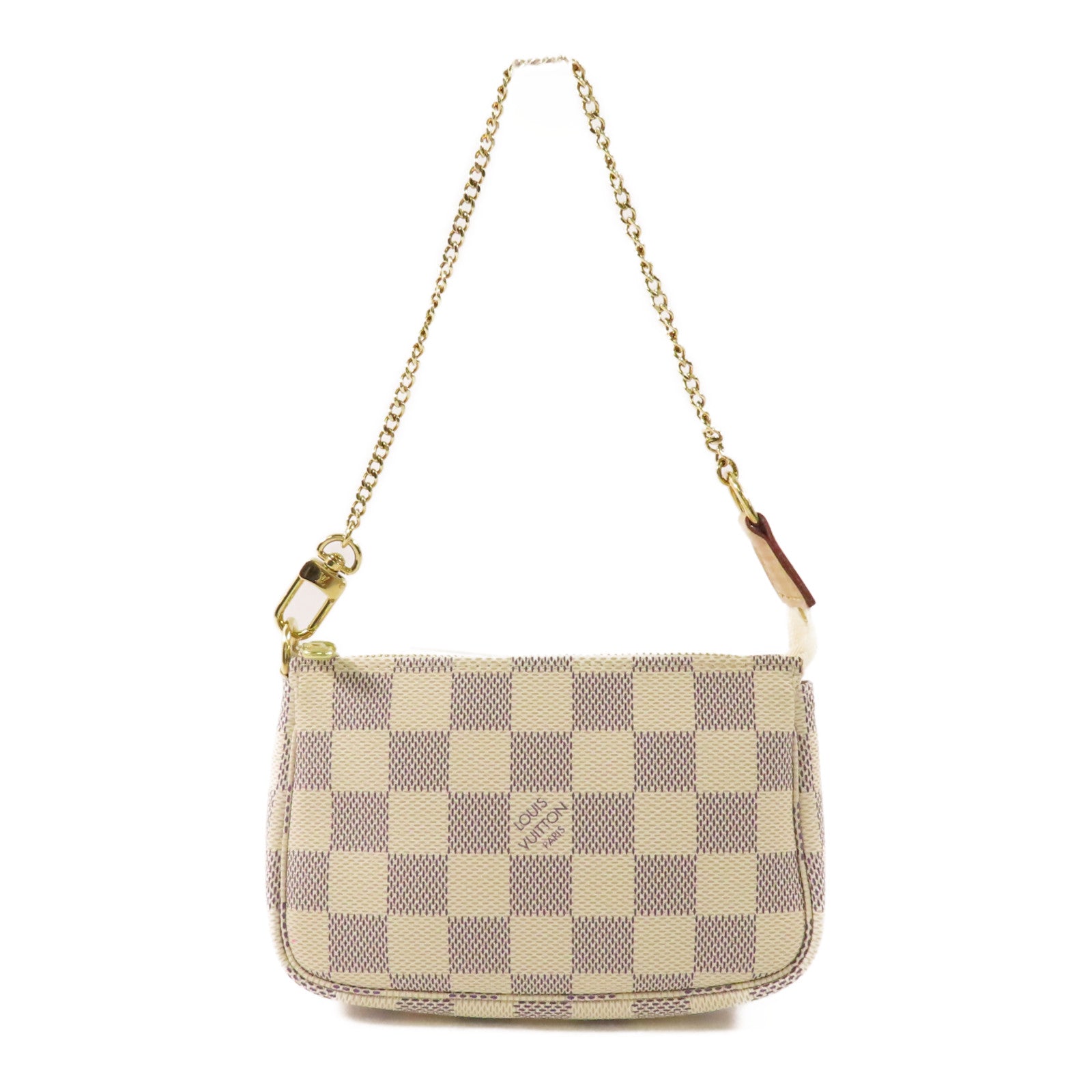 LOUIS VUITTON Damier Azur Mini Pochette Accessories金扣鏈帶手挽袋