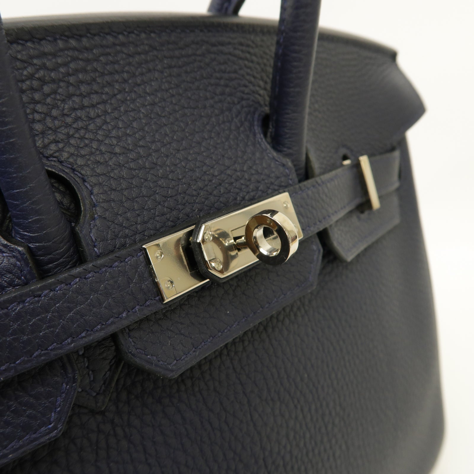 HERMES Togo皮革Birkin 25銀扣手挽袋Bleu Nuit午夜藍色