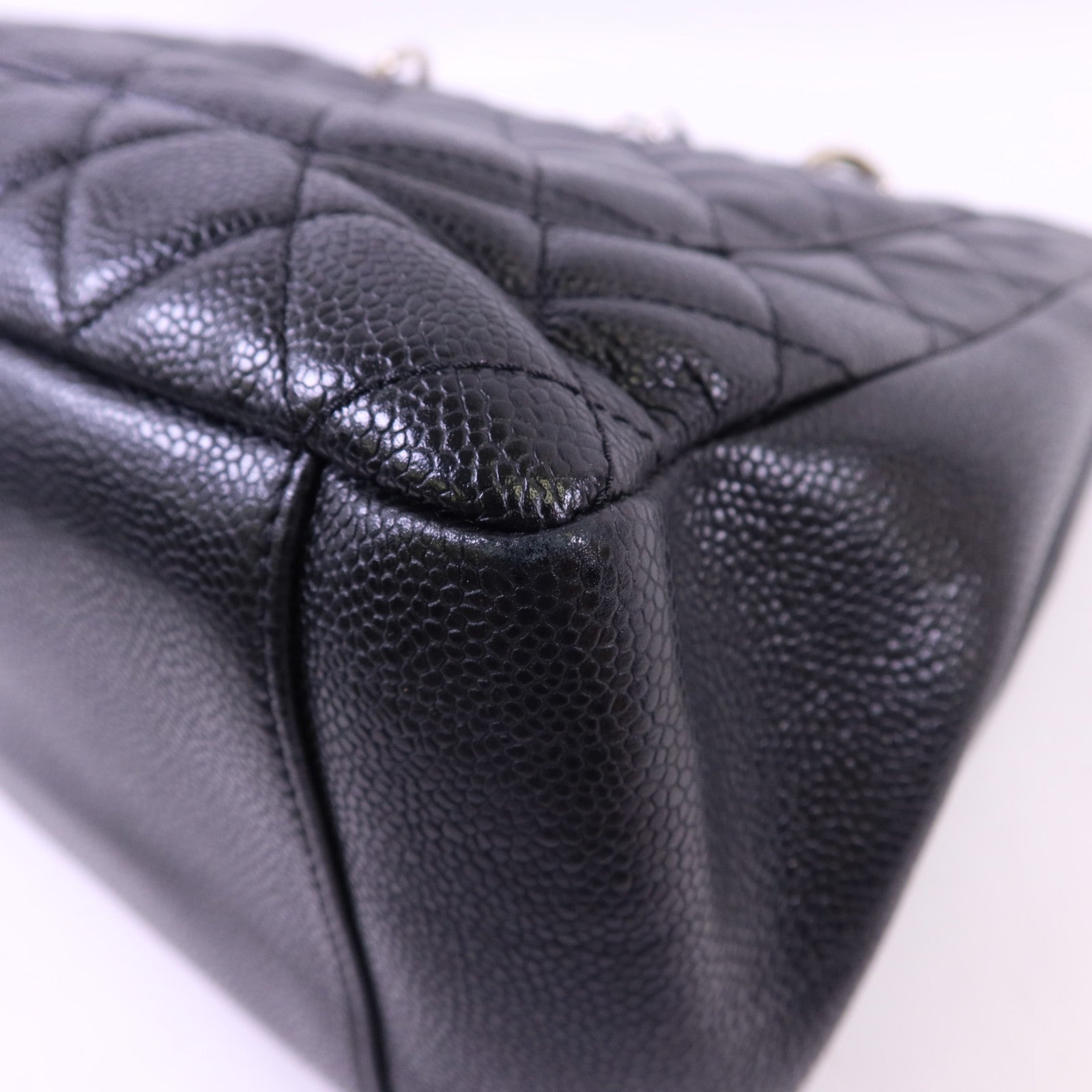 CHANEL 牛皮皮革GST Grand Shopping Tote Bag銀扣鏈帶肩背袋