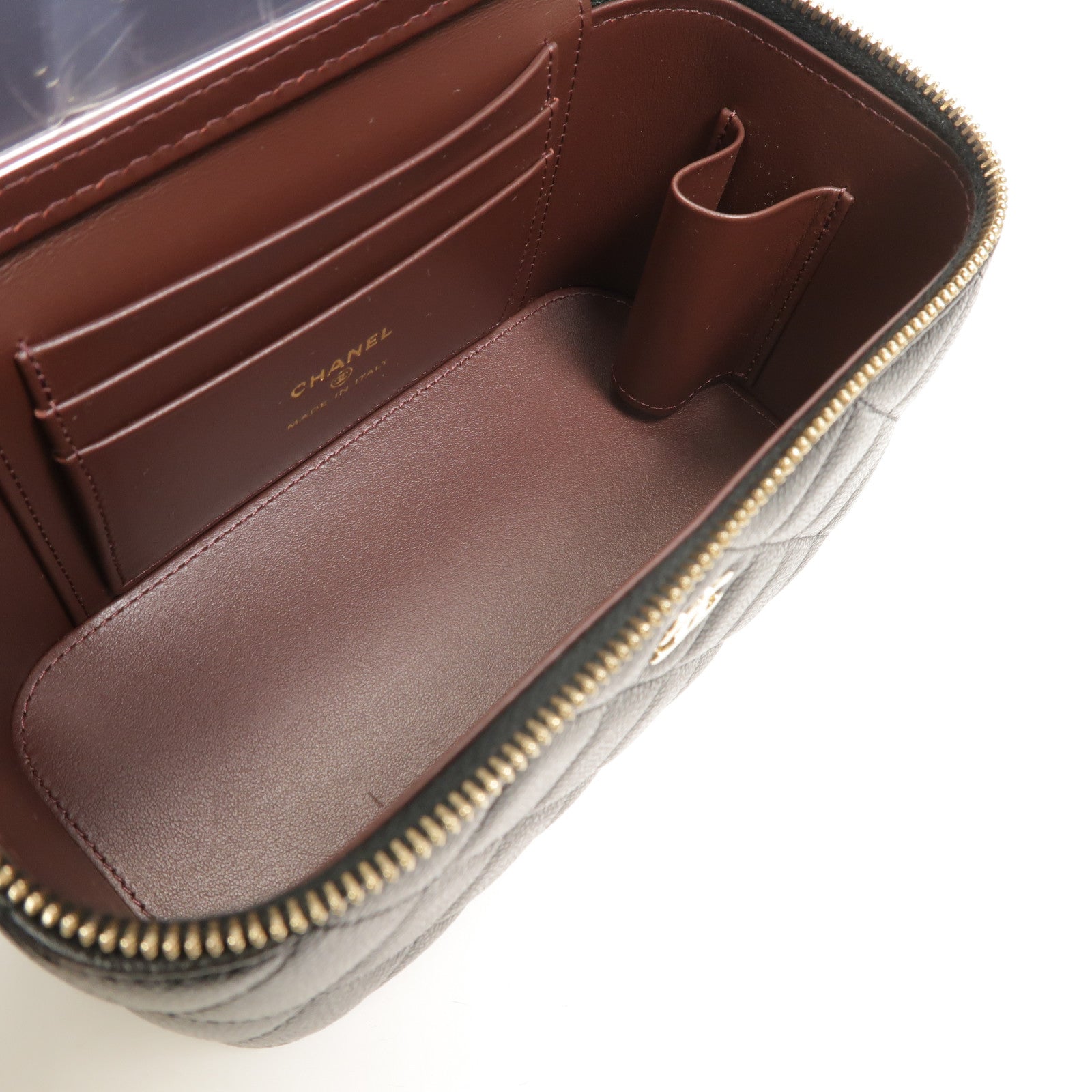 CHANEL 牛皮皮革Vanity Case鏈帶肩背袋