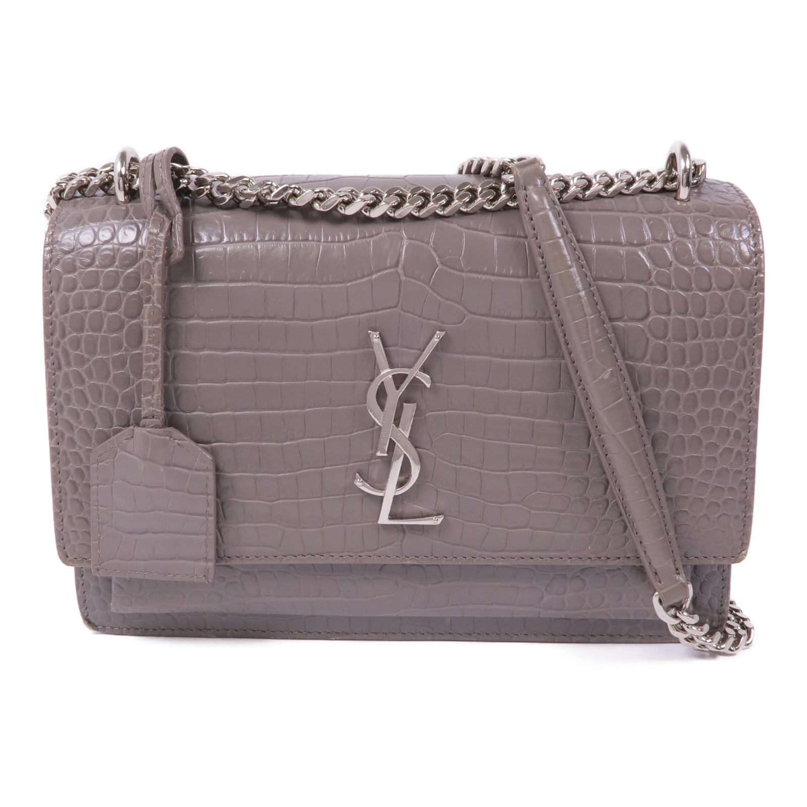 YVES SAINT LAURENT 牛皮皮革Sunset Medium銀扣鏈帶肩背袋