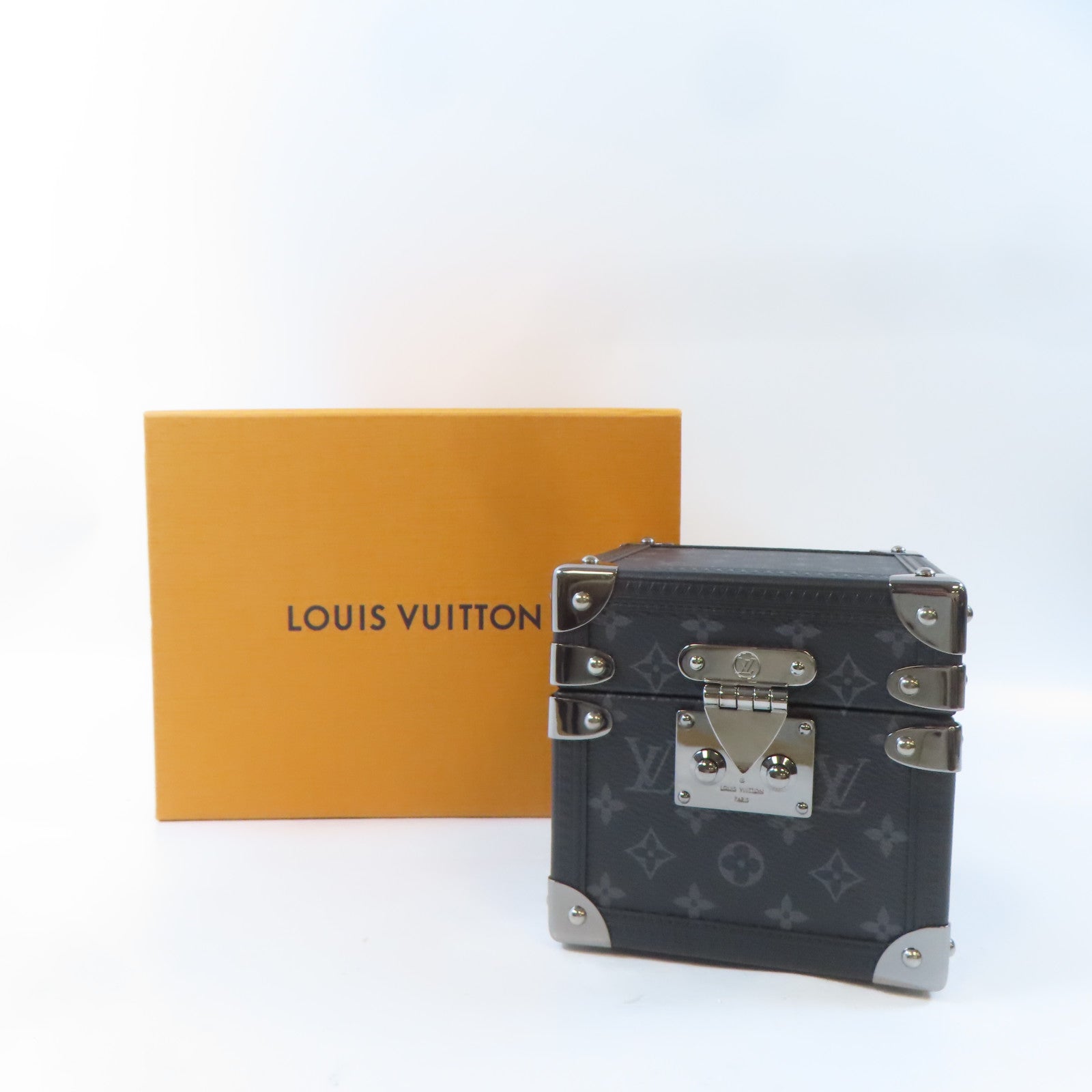 LOUIS VUITTON Monogram Eclipse Vivienne Music Box Trunk銀扣音樂盒黑色