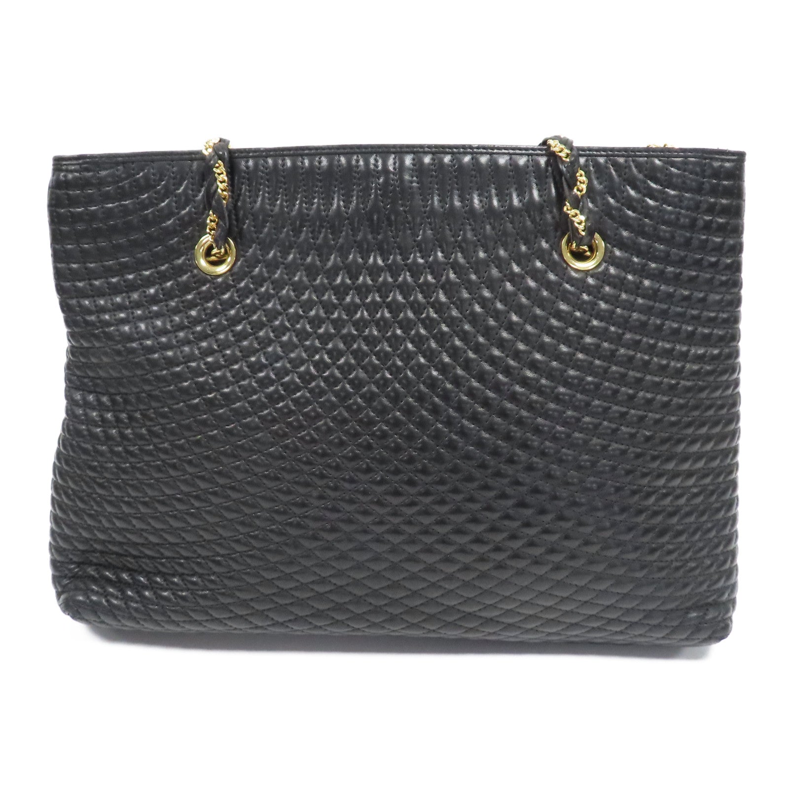 BALLY 菱格牛皮皮革Chain Shoulder金扣鏈帶肩背袋黑色