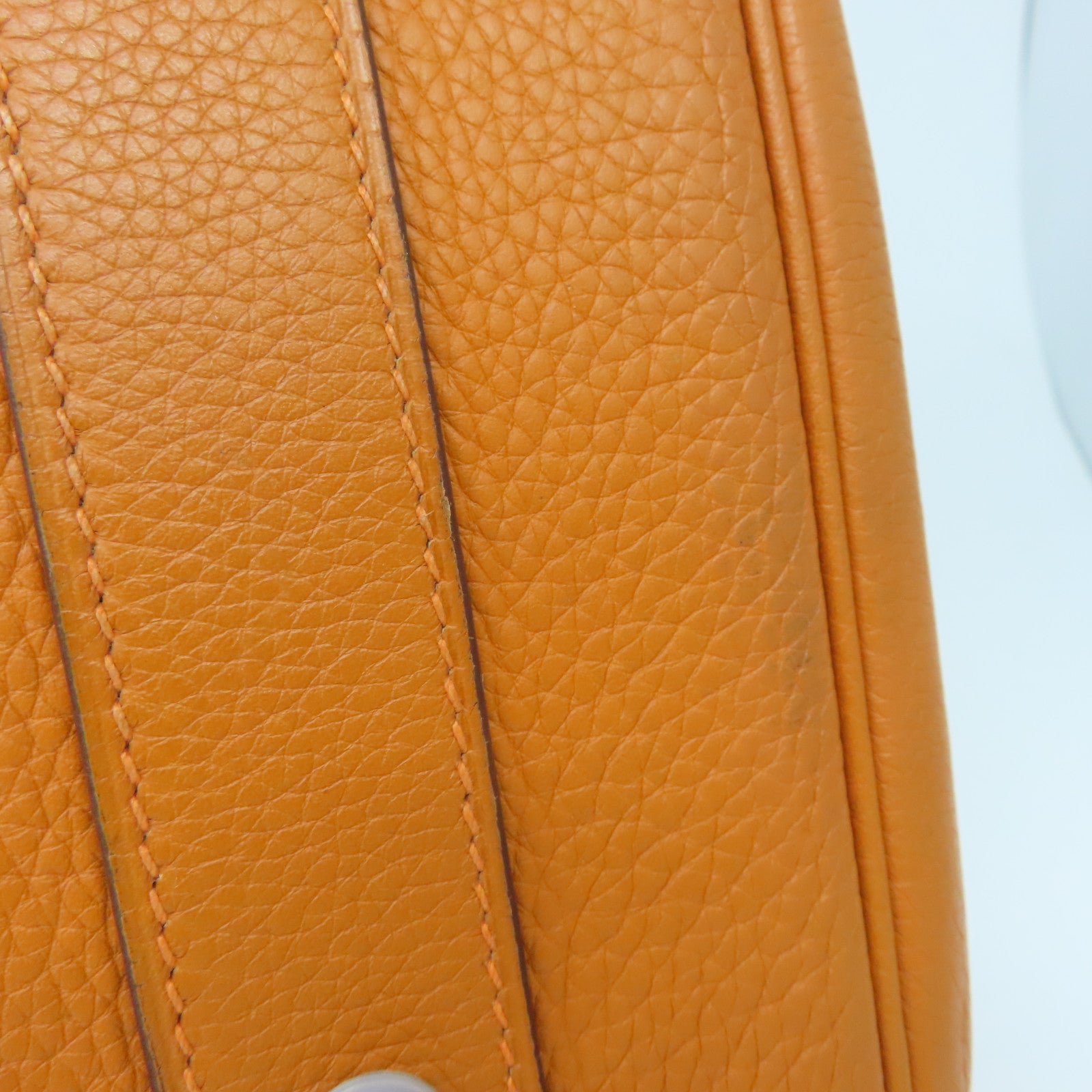 HERMES Clemence皮革Shoulder Birkin銀扣手挽袋/肩背袋橙色