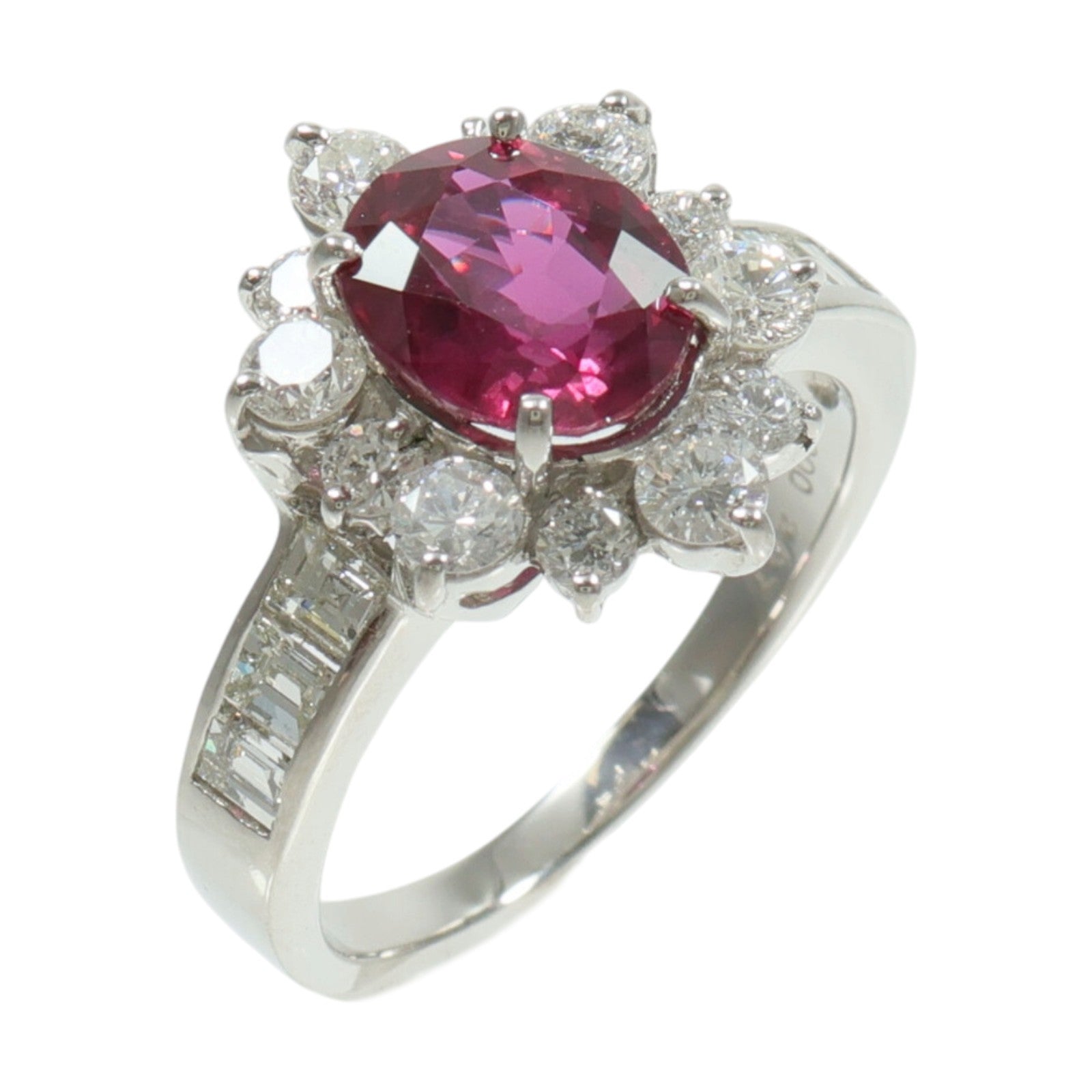 JEWELRY PT900鉑金Ruby Diamond Ring紅寶石/鑽石戒指