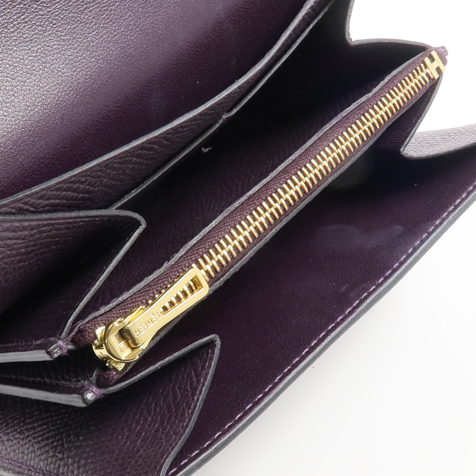 HERMES Epsom皮革Constance Wallet錢包Raisin