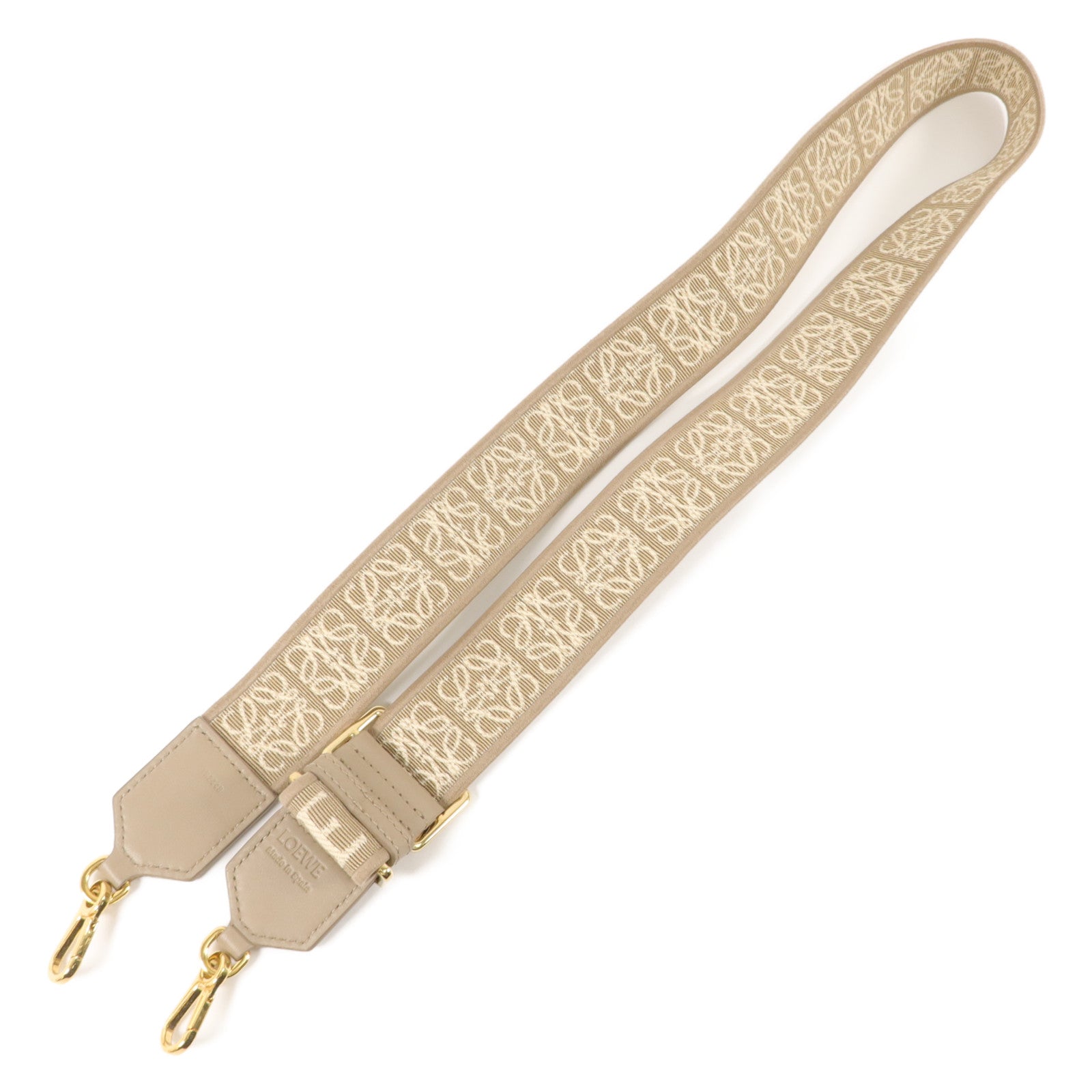 LOEWE 牛皮皮革/帆布Anagram Shoulder Strap肩帶