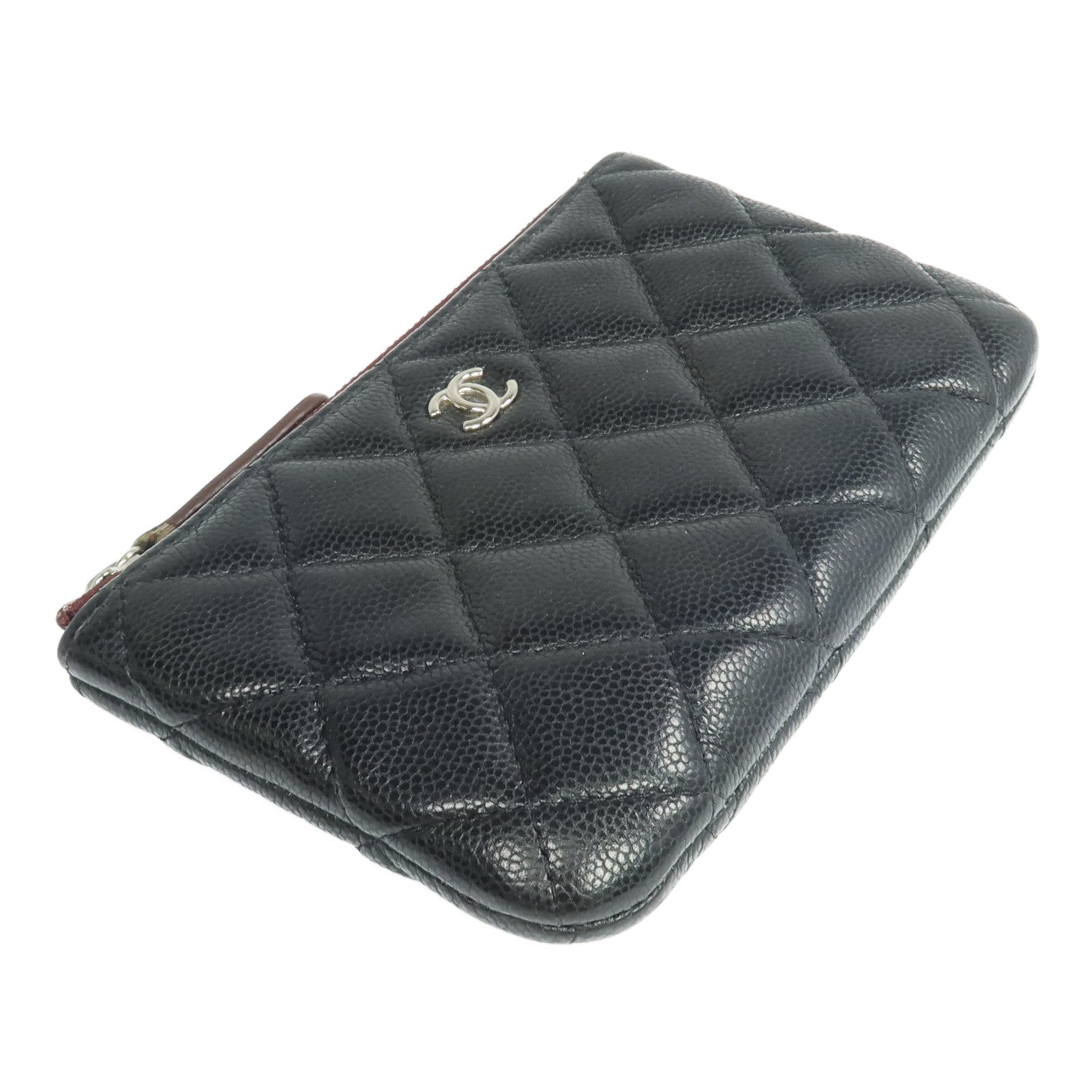 CHANEL 牛皮皮革Pouch銀扣錢包