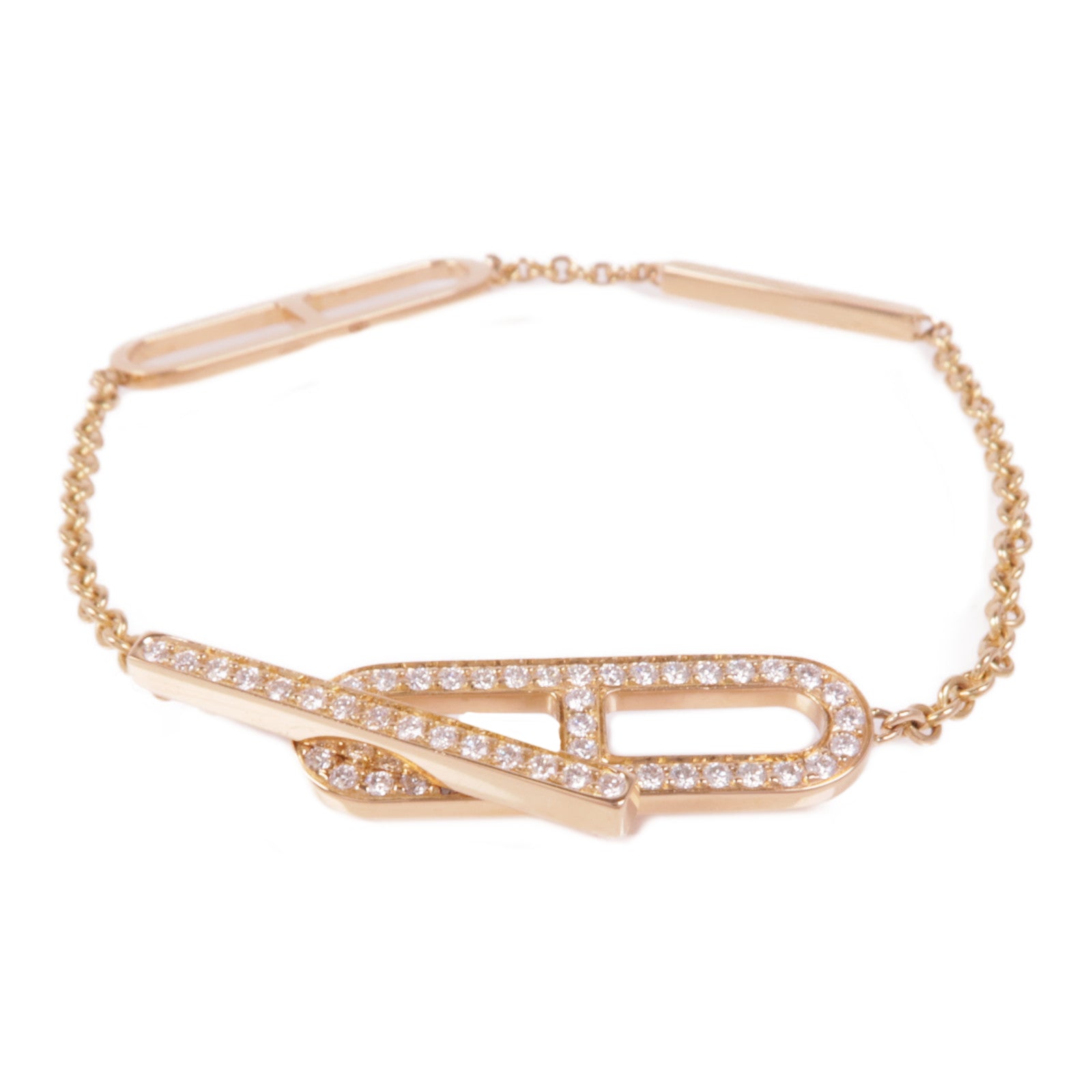 HERMES 18K玫瑰金Ever Chaine d'ancre Bracelet鑽石手鏈