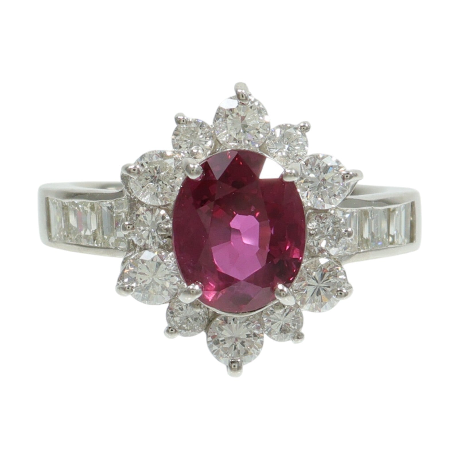 JEWELRY PT900鉑金Ruby Diamond Ring紅寶石/鑽石戒指