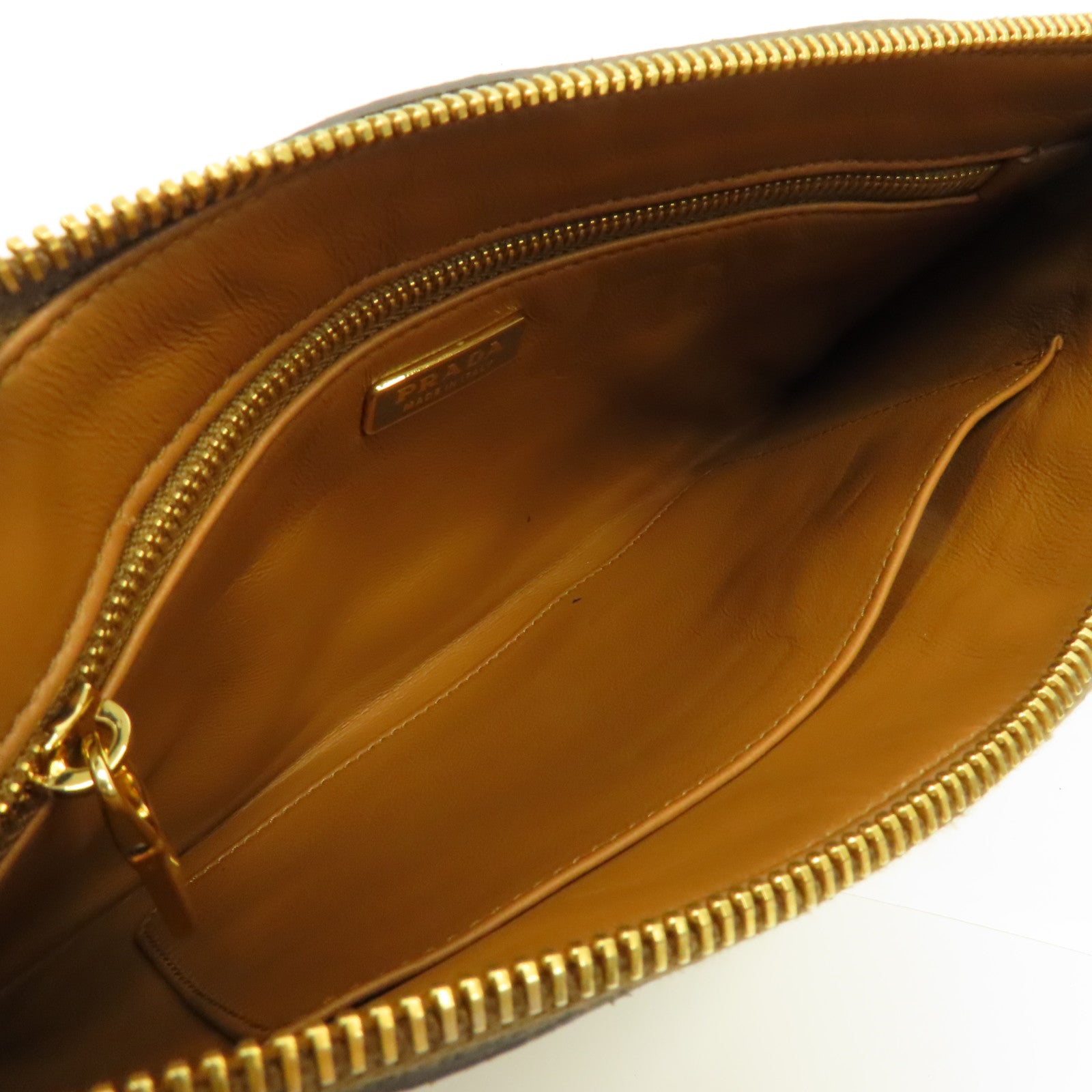 PRADA 蛇皮皮革Pouch Shoulder金扣肩背袋棕色