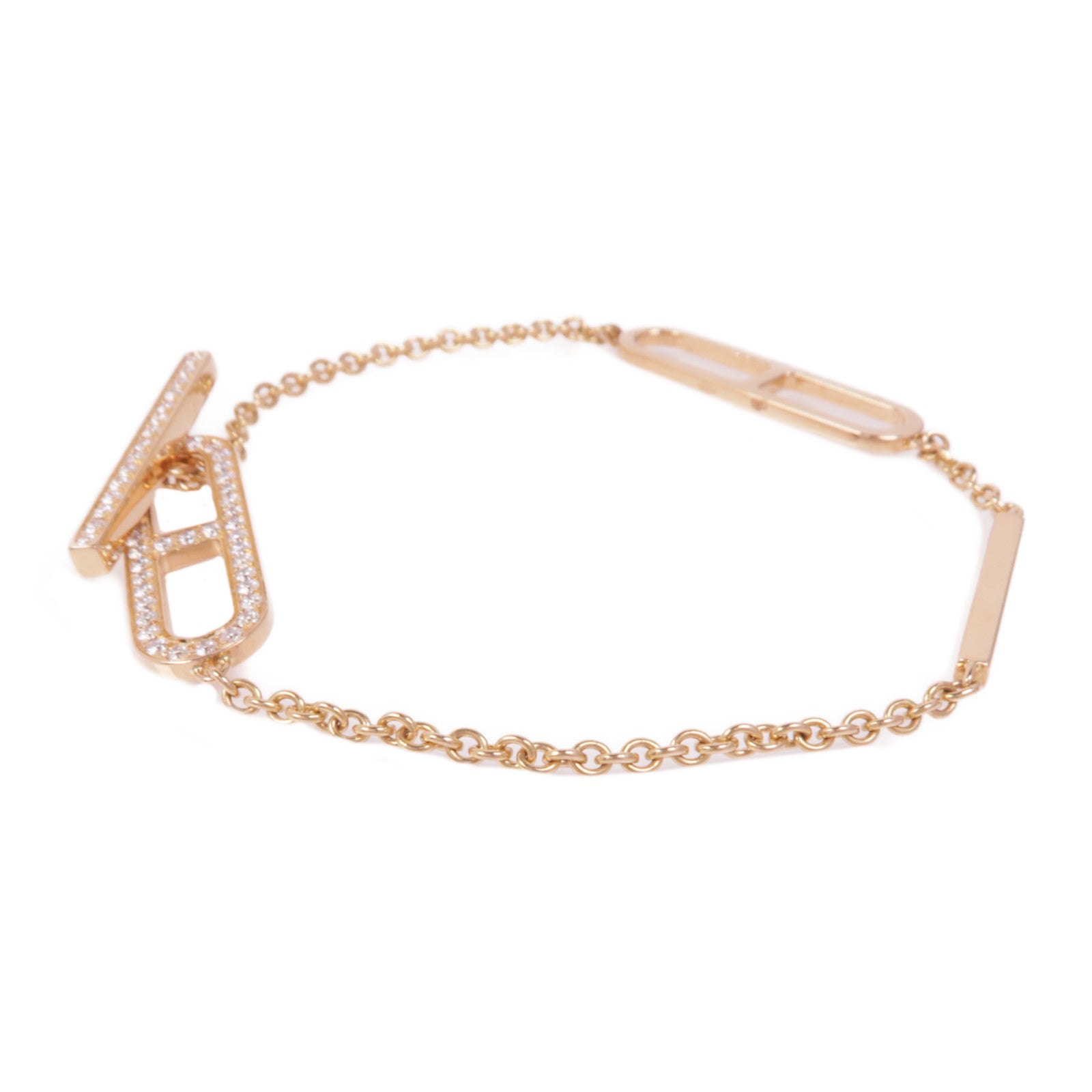 HERMES 18K玫瑰金Ever Chaine d'ancre Bracelet鑽石手鏈