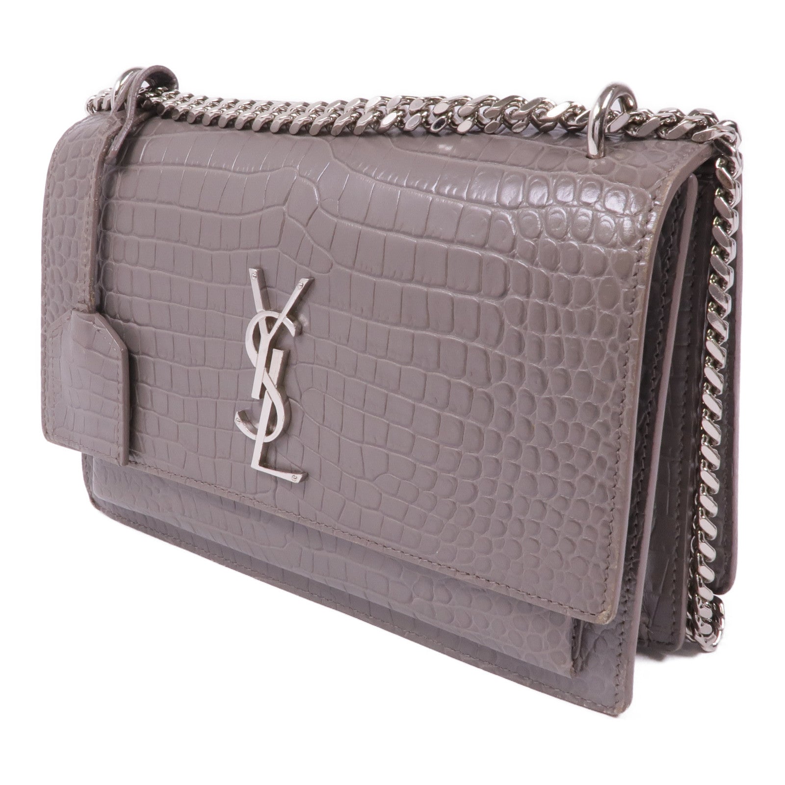 YVES SAINT LAURENT 牛皮皮革Sunset Medium銀扣鏈帶肩背袋