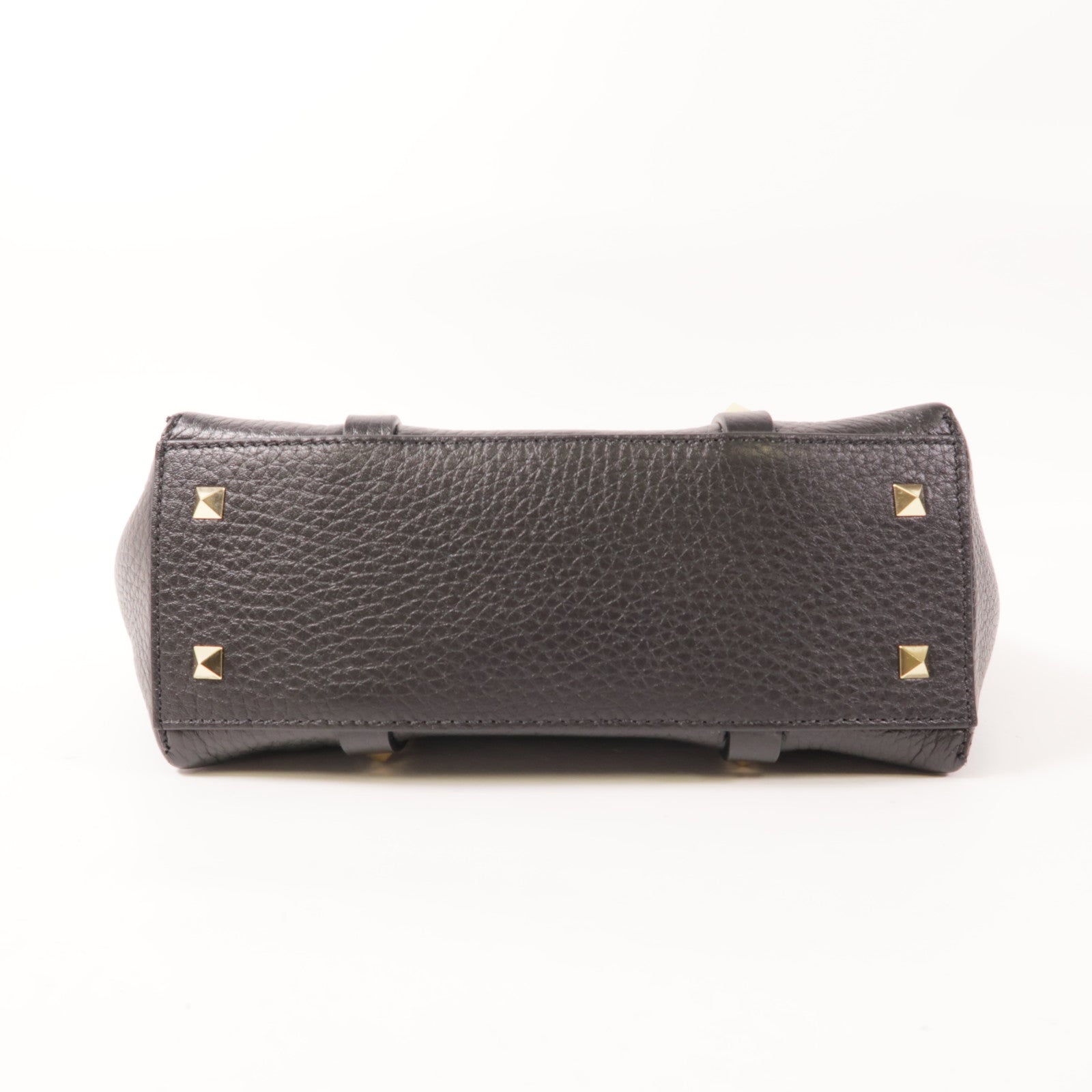 Valentino GHW Rockstud 2 Way Shoulder Hand Bag Calfskin Leather Black