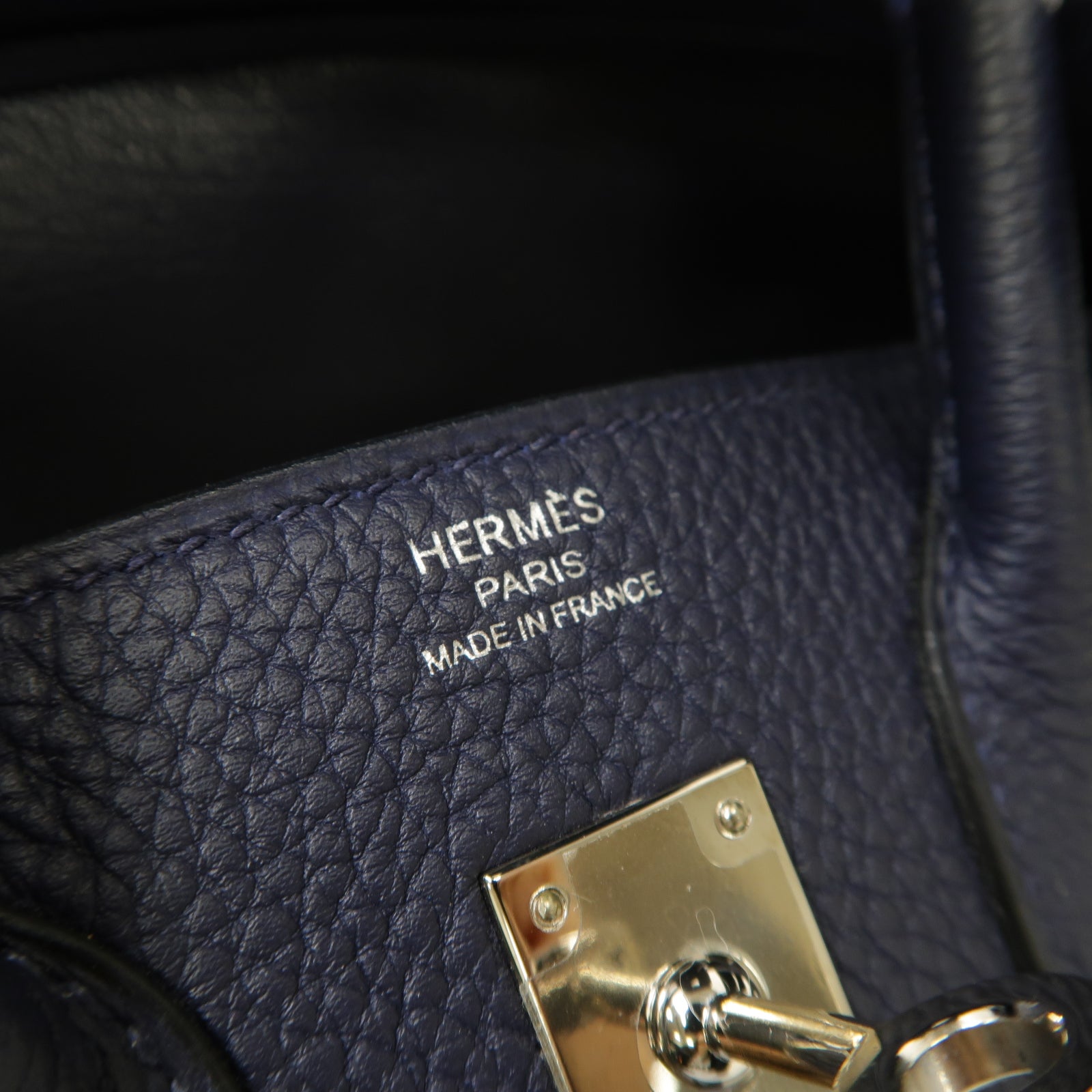 HERMES Togo皮革Birkin 25銀扣手挽袋Bleu Nuit午夜藍色