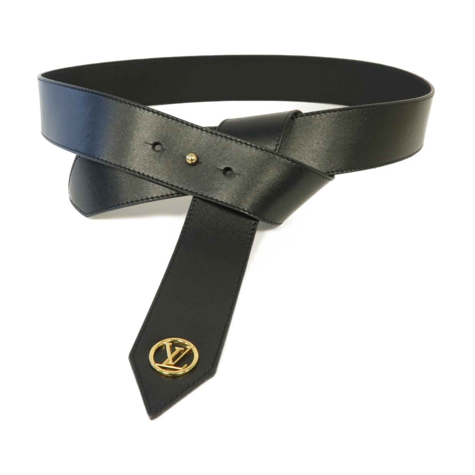 LOUIS VUITTON 【激減優惠】牛皮皮革Tie The Knot 45mm金扣皮帶黑色