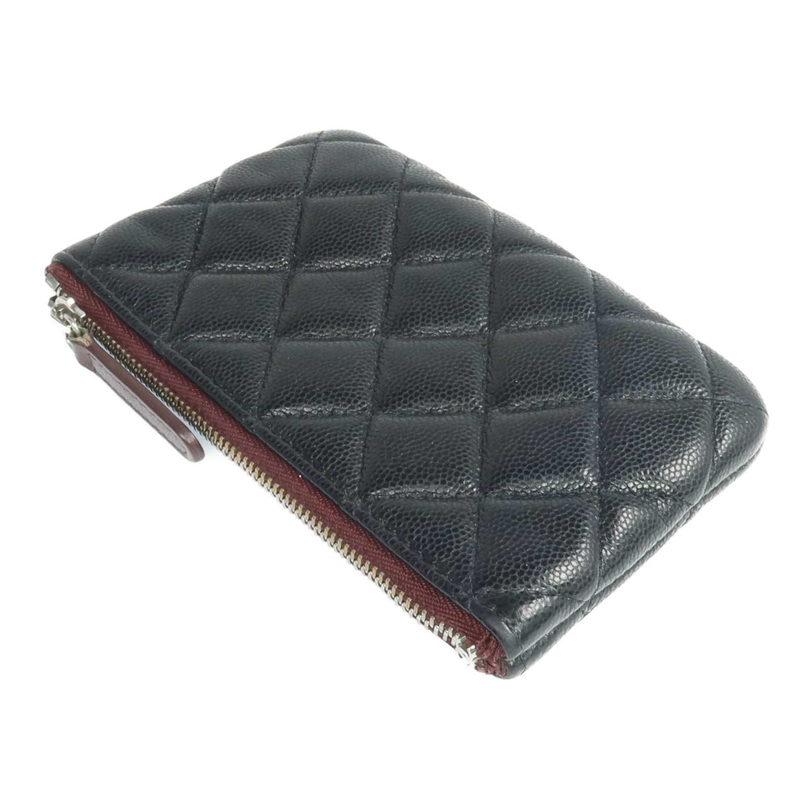 CHANEL 牛皮皮革Pouch銀扣錢包