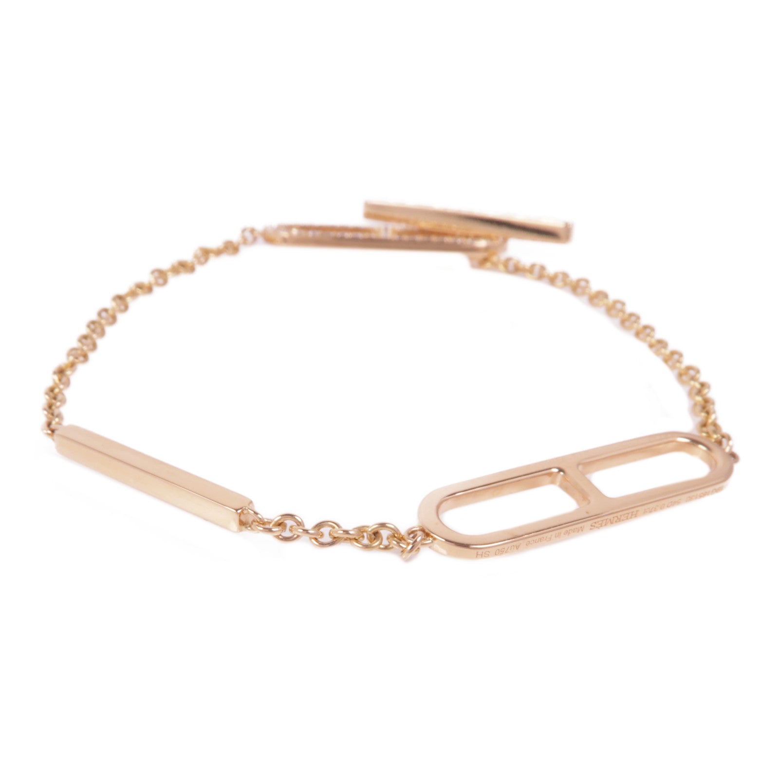 HERMES 18K玫瑰金Ever Chaine d'ancre Bracelet鑽石手鏈