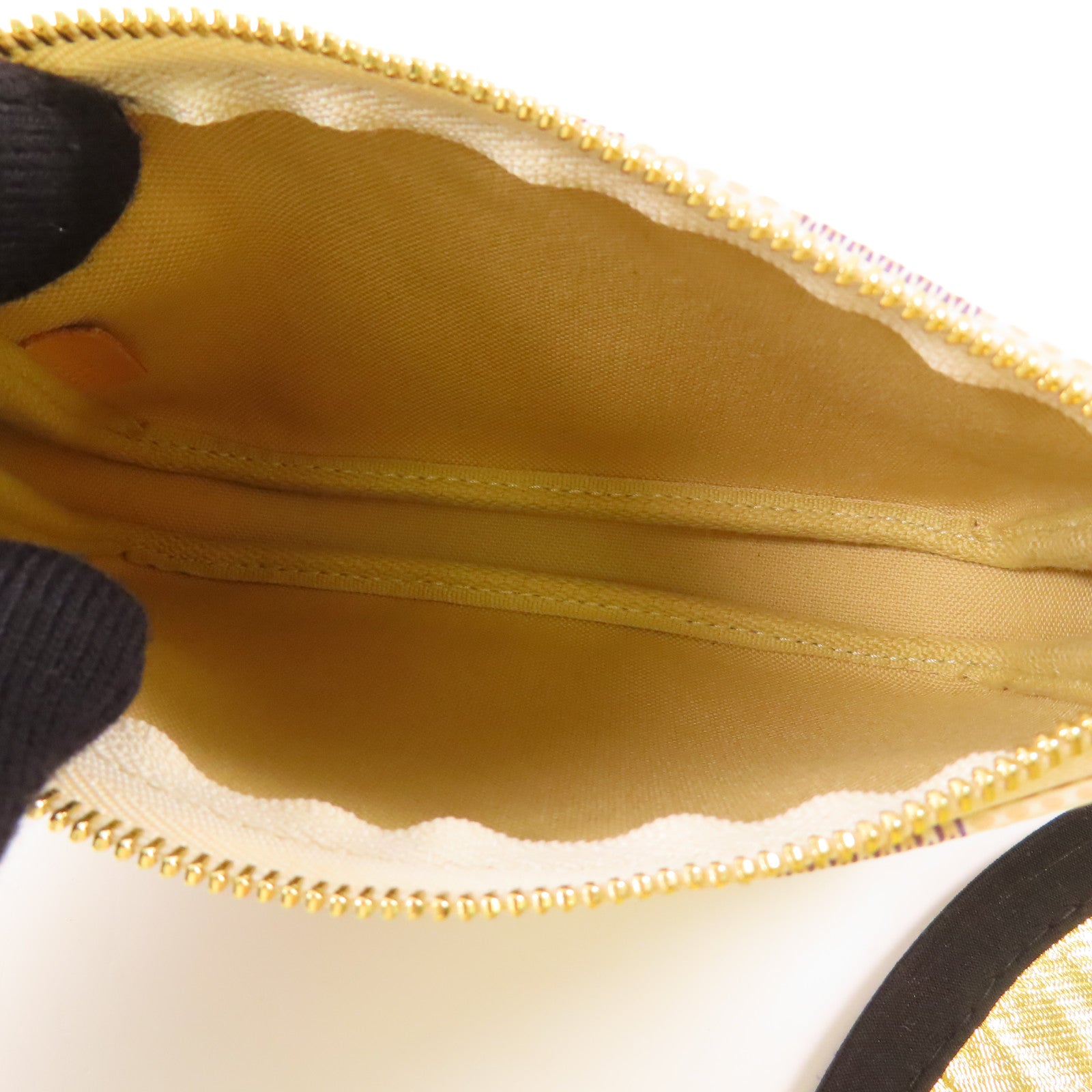 LOUIS VUITTON Damier Azur Mini Pochette Accessories金扣鏈帶手挽袋