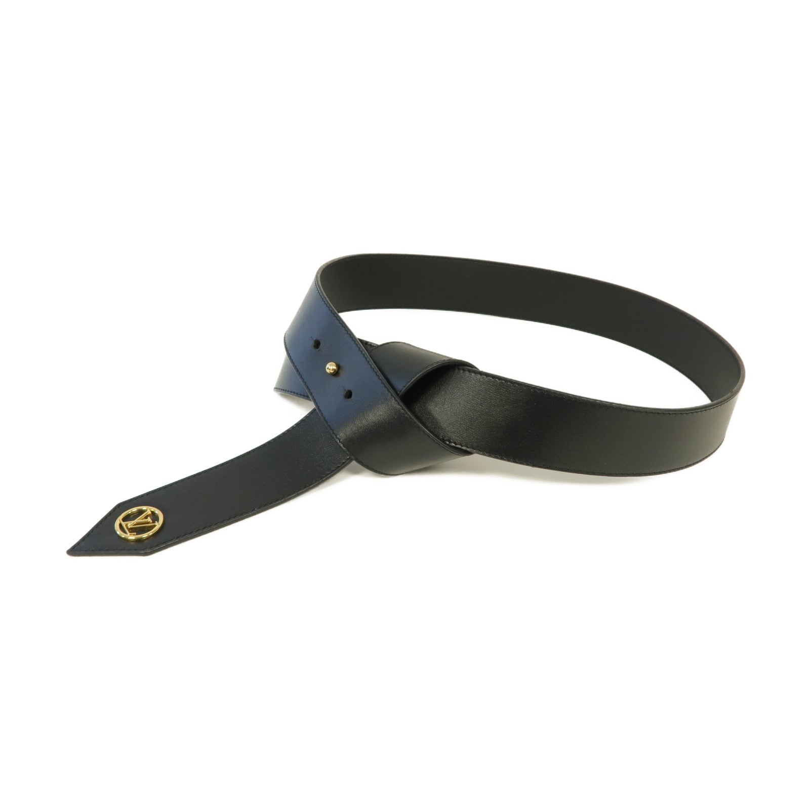 LOUIS VUITTON 【激減優惠】牛皮皮革Tie The Knot 45mm金扣皮帶黑色
