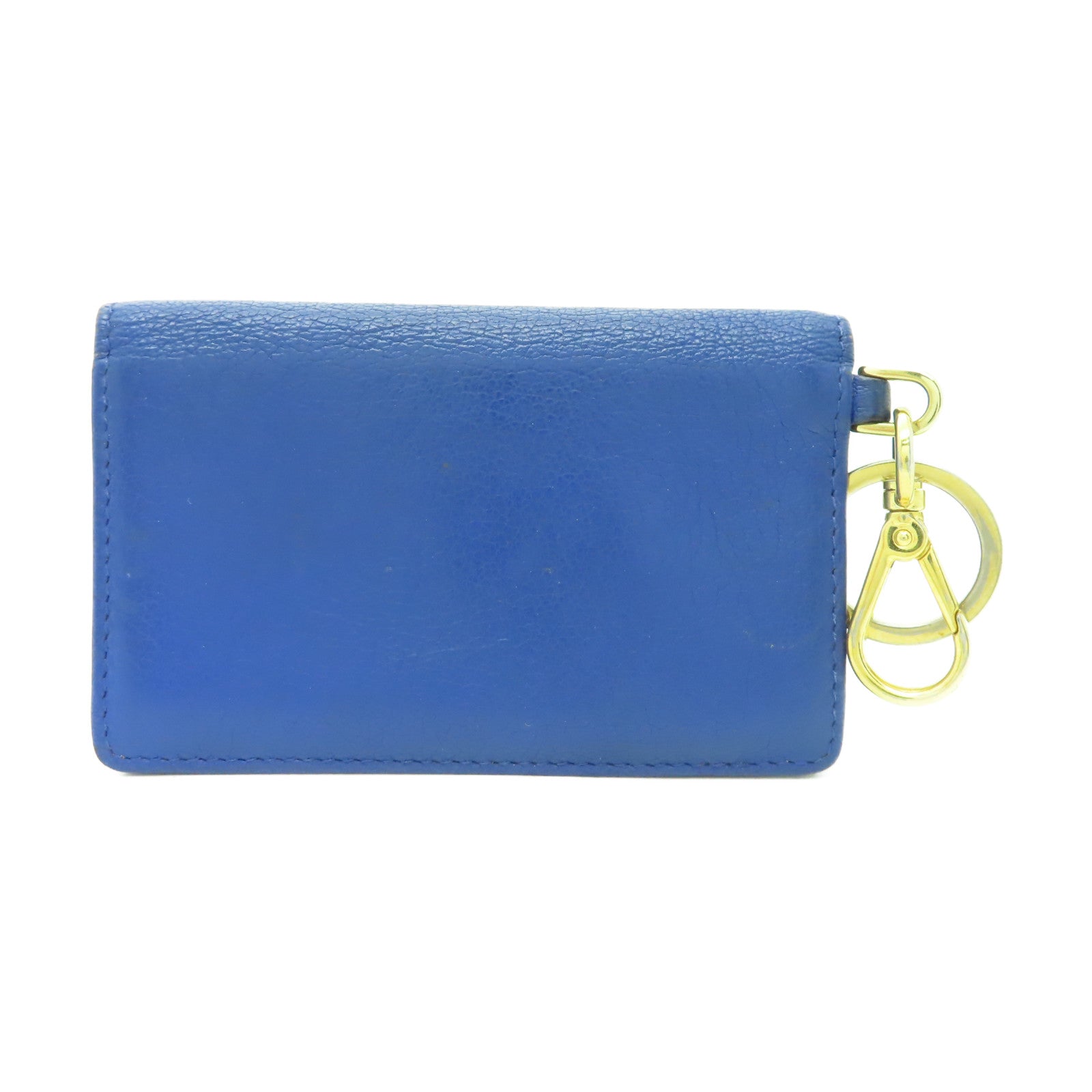 Miu Miu 【激減優惠】牛皮皮革Card Holder Key Ring金扣卡片套藍色