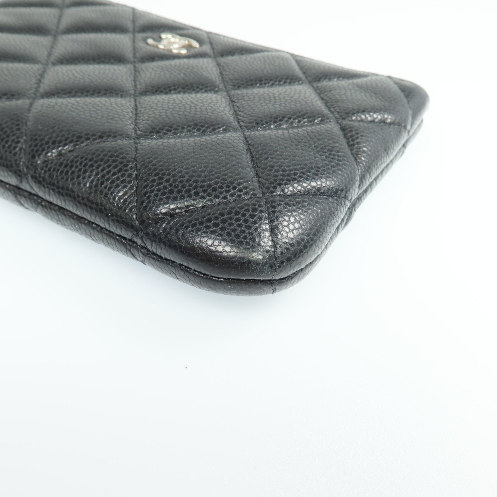 CHANEL 牛皮皮革Pouch銀扣錢包