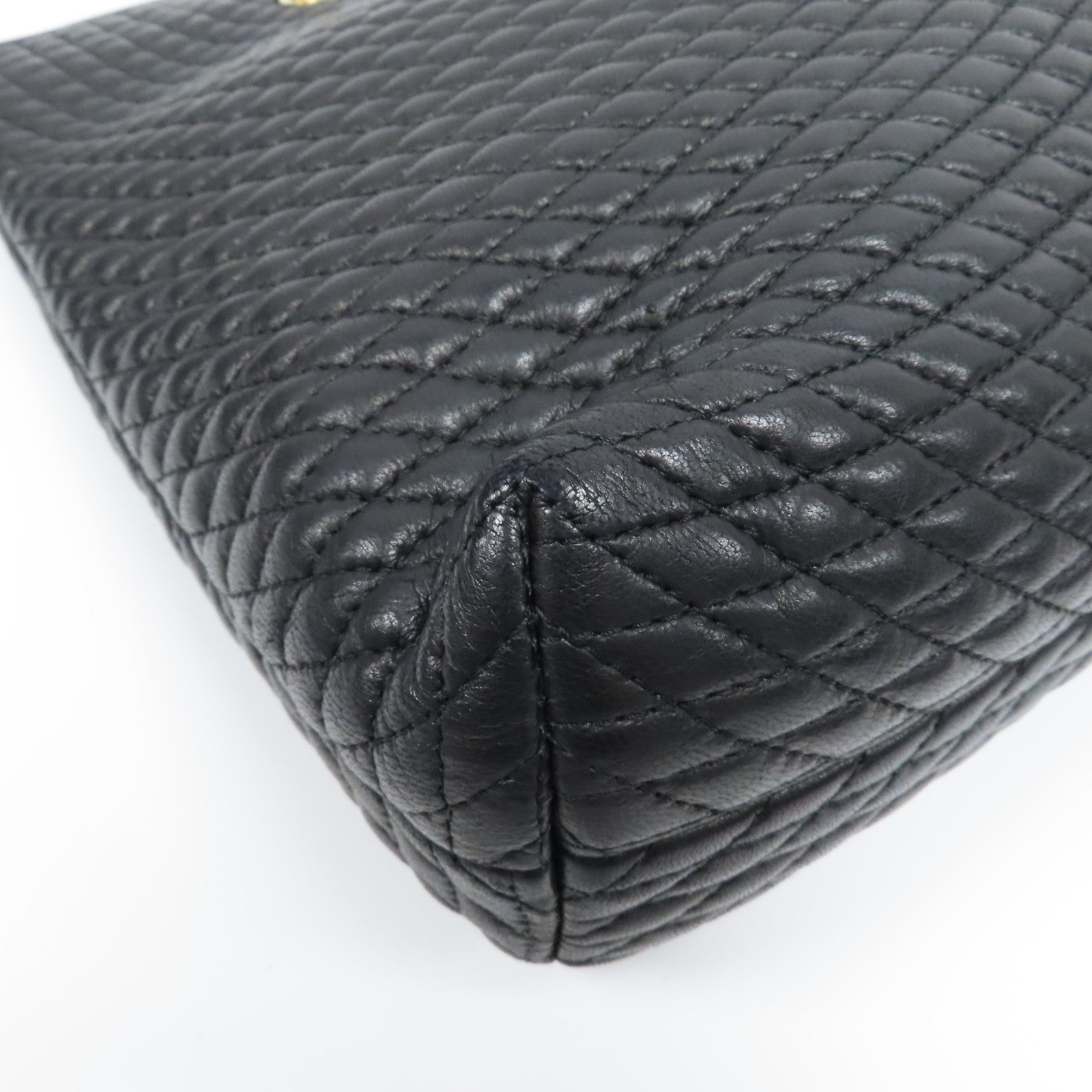 BALLY 菱格牛皮皮革Chain Shoulder金扣鏈帶肩背袋黑色