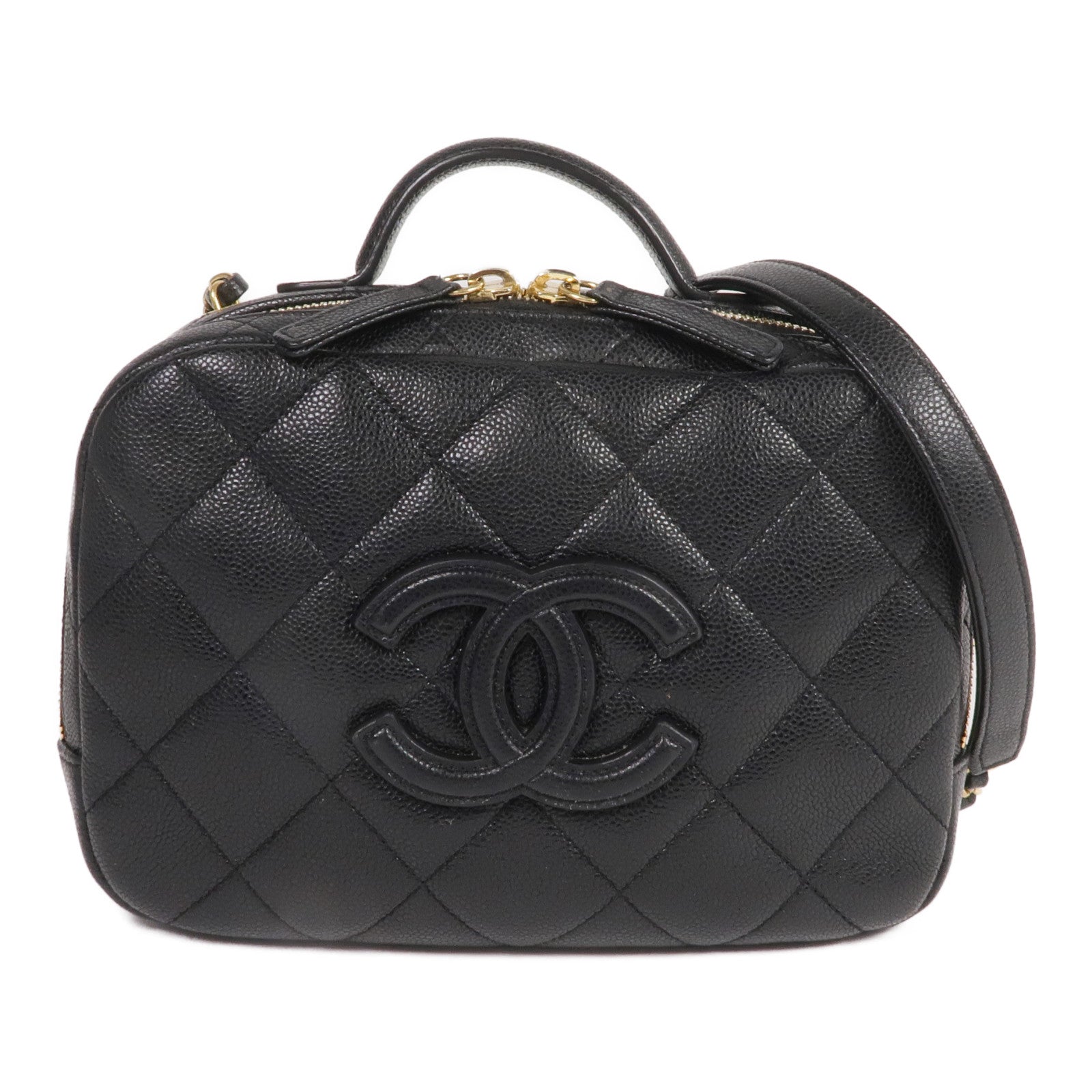 CHANEL 牛皮皮革2 Way Shoulder金扣手挽肩背兩用袋