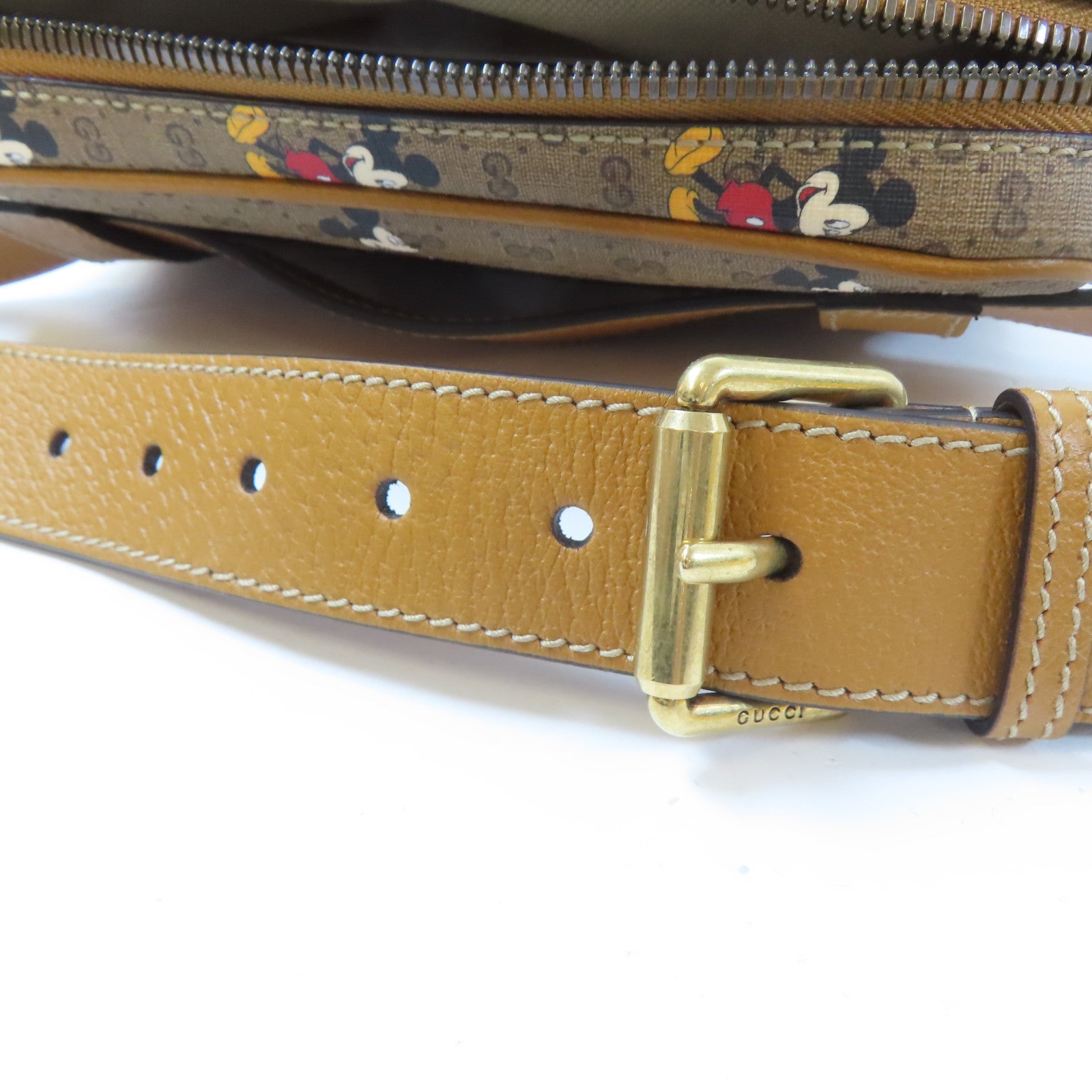 GUCCI 【激減優惠】塗層帆布Disney Gucci Mini Supreme Belt Bag金扣腰包啡色