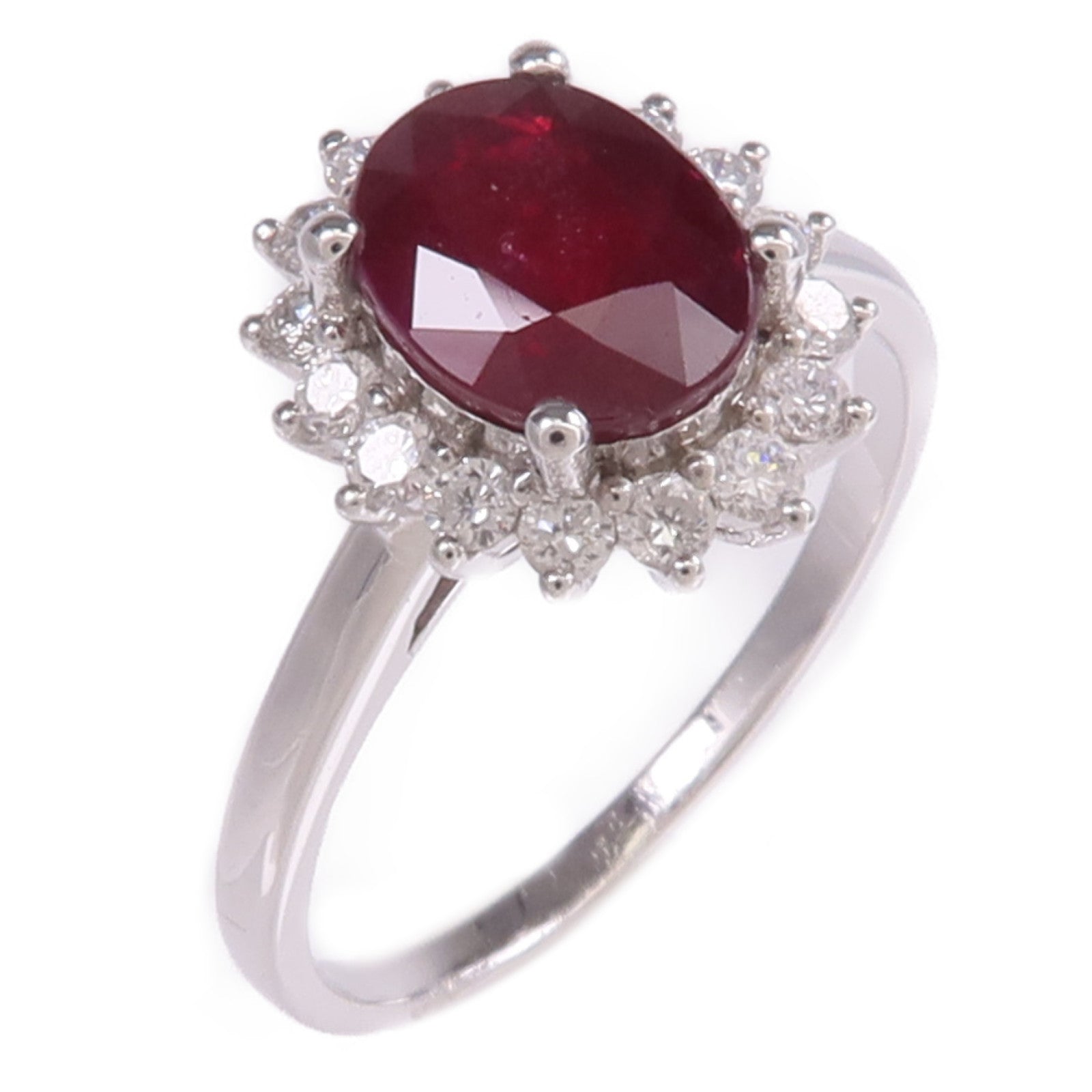JEWELRY 【激減優惠】18K白金Ruby Diamond Ring紅寶石/鑽石戒指US#6