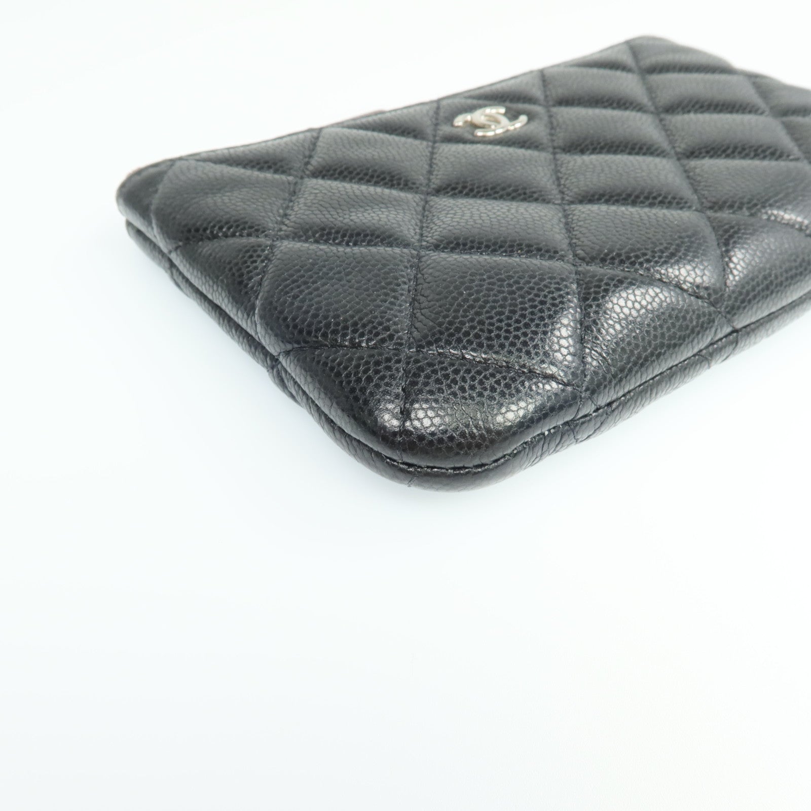 CHANEL 牛皮皮革Pouch銀扣錢包