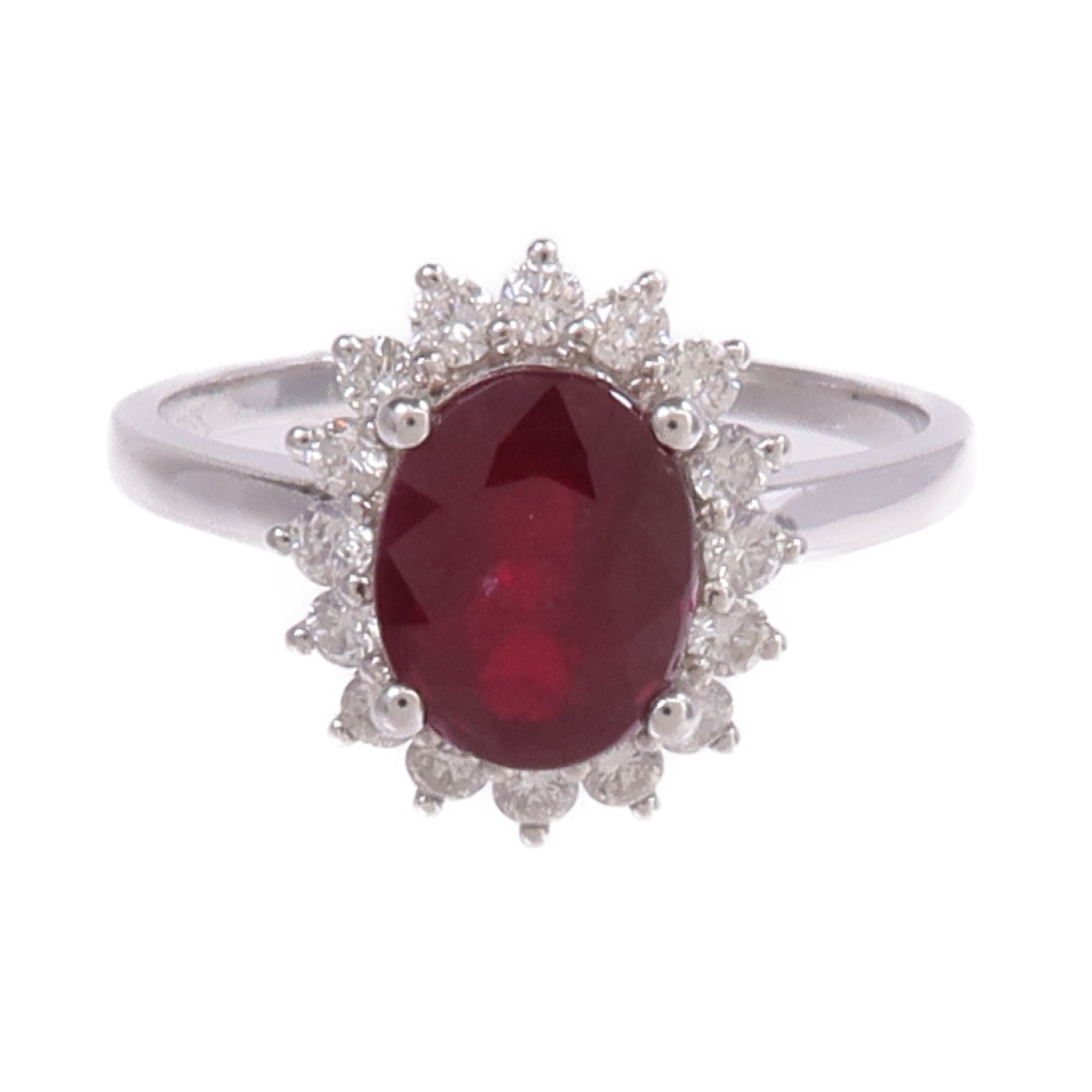 JEWELRY 【激減優惠】18K白金Ruby Diamond Ring紅寶石/鑽石戒指US#6