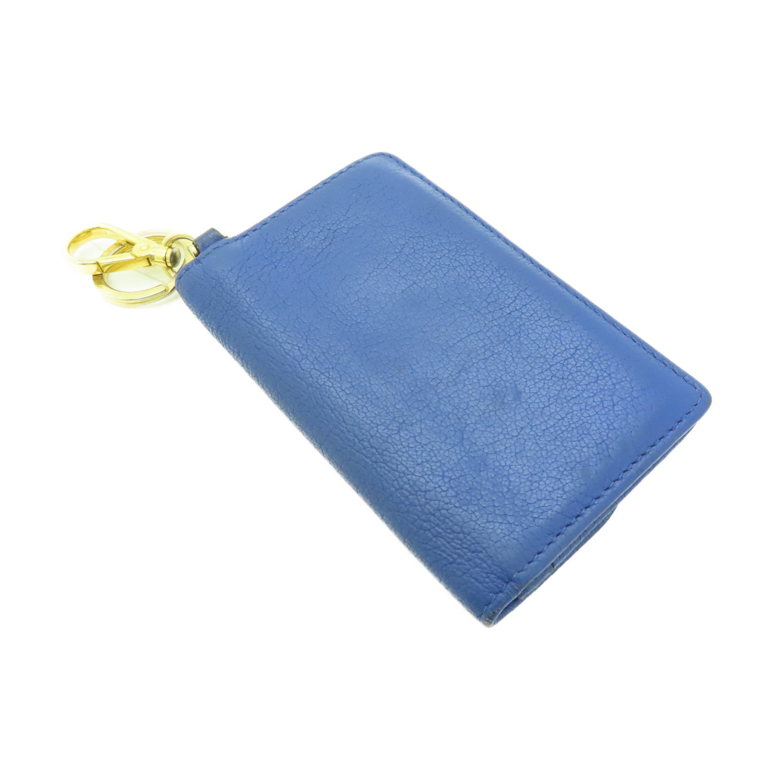 Miu Miu 【激減優惠】牛皮皮革Card Holder Key Ring金扣卡片套藍色