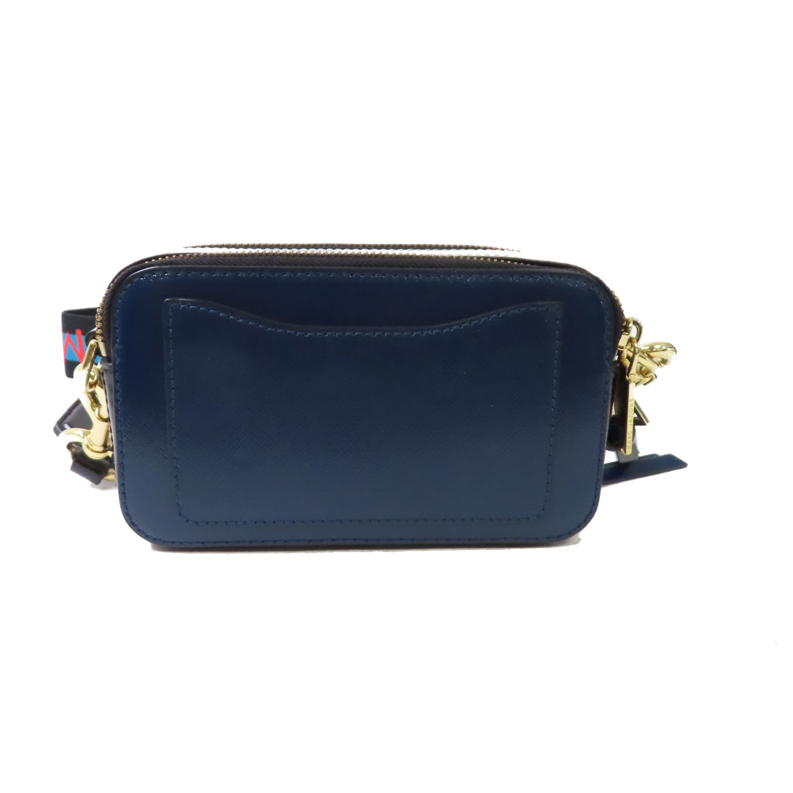 MARC JACOBS 塗層皮革Camera Shoulder Bag金扣肩背袋寶藍色